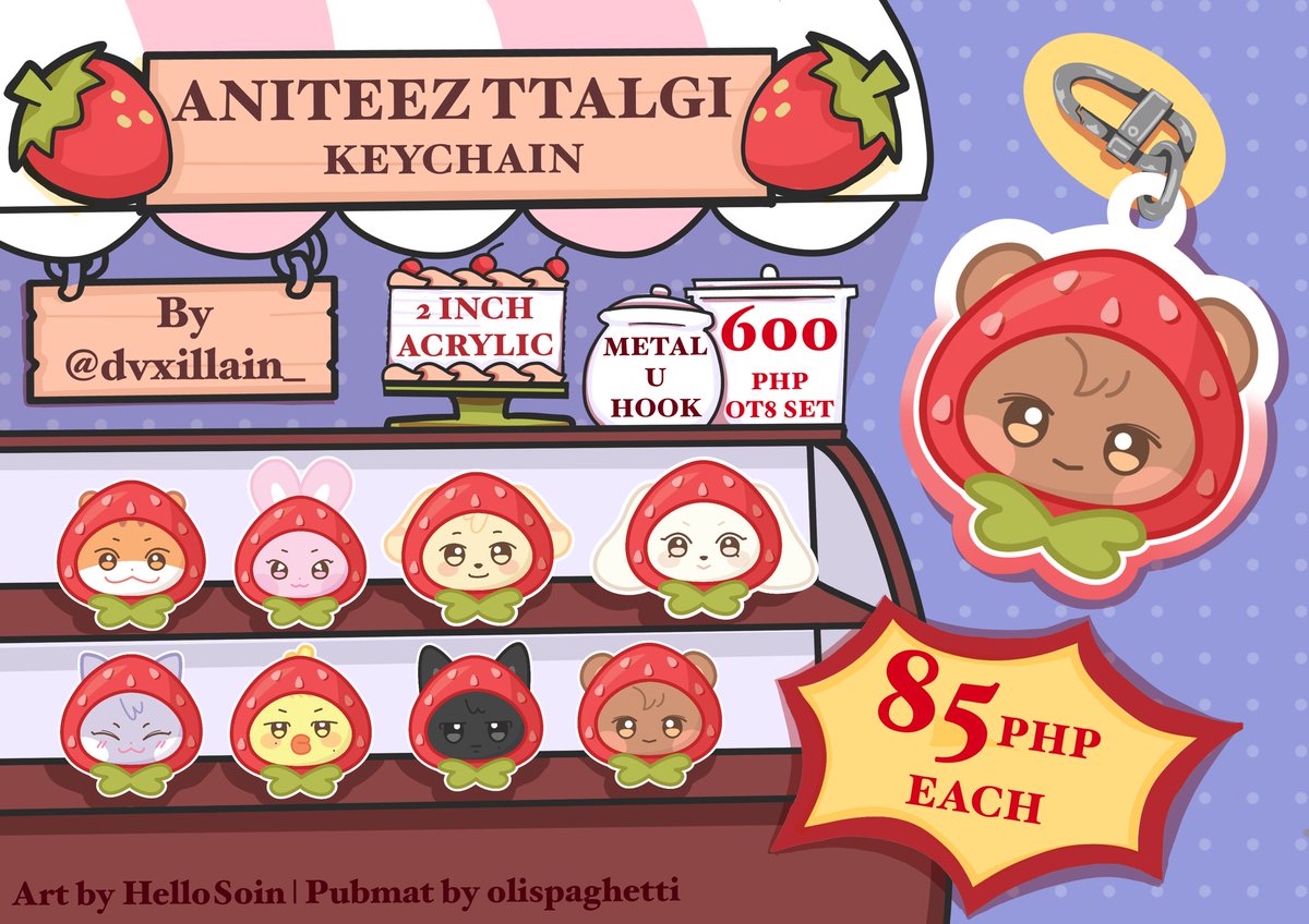 dvxillain_'s tweet photo. ꒰ wts lfb ph ꒱ 

🍓🍑𓆟🍞 ANITEEZ MARKET 
       – by @dvxillain_

pre-order is now open from May 30 - June 10. ⸜(｡˃ ᵕ ˂ )⸝♡ 

🛒: https://t.co/saENf72jqX

other infos in the order form 🧸ྀི
🏷️ ateez aniteez fanmade merch acrylic keyring stickers https://t.co/bcWkSSMEHH
