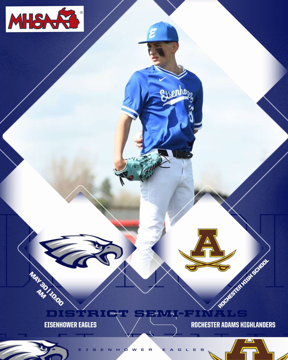IT’S District Day!!!!

Semi-Finals
🆚 Rochester Adams
⏰ 10:00am
📍 Rochester HS

Finals
10:00am Winner vs Rochester/Lake Orion
⏰ 4:00
📍 Rochester HS

💙🦅⚾️💙🦅⚾️💙🦅⚾️💙🦅⚾️
#OURtime #IKEvsEverybody
