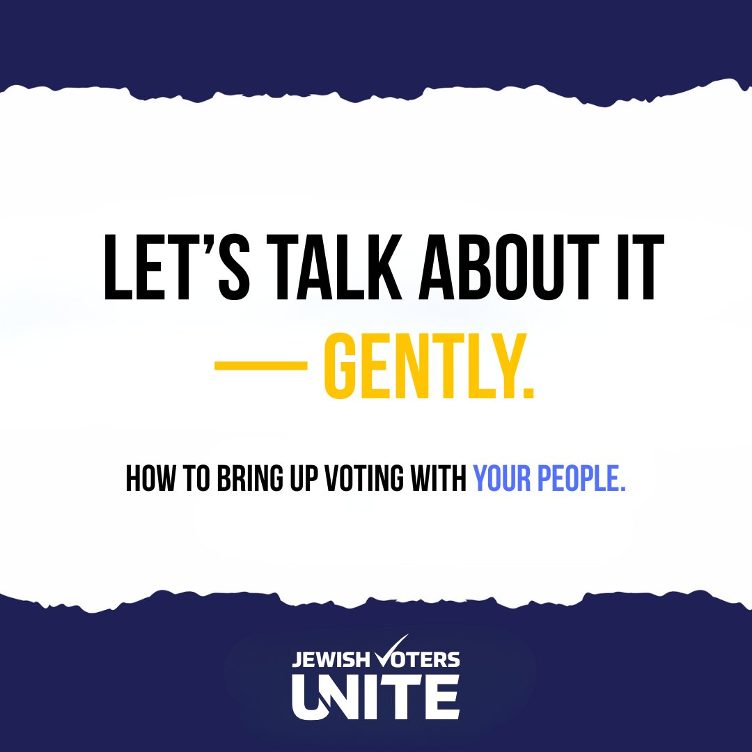 UniteJV's tweet photo. You don’t need to be an expert — just honest.

Start the convo. Share why you vote.

Oy vey won’t fix it. Voting might.

#JVU #JewishVotersUnite #TalkAboutVoting #CivicConnection https://t.co/2dT62TKDSd
