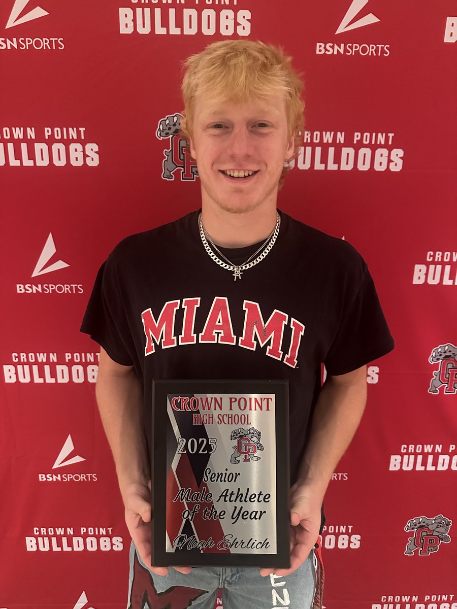 Congratulations to Noah Ehrlich who was selected as the senior male athlete of the year.  Noah will continue his athletic career as a quarterback Miami University this fall.