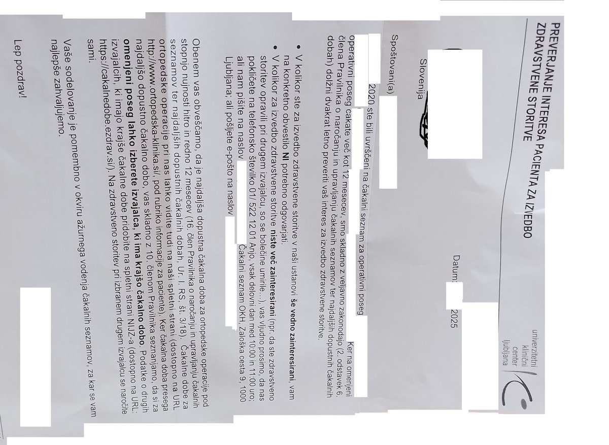 Kaj je tu narobe?!
Zakaj je čakalna doba vse daljša v javnem zdravstvu?
Dobro si oglejte priloženo fotografijo in preberite!!!