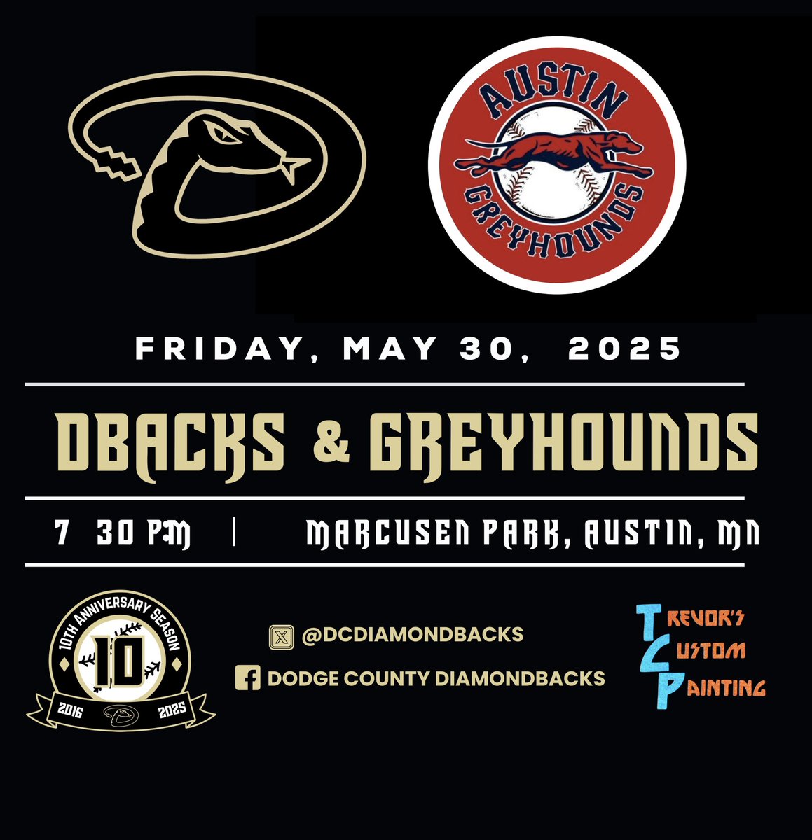 🚨Due to field availability, tonight’s game with the <a href="/AustinGreyhound/">Austin Greyhounds</a> will be played at Marcusen Park in Austin. 🚨

Our game with the Greyhounds on June 18th will now be a home game.