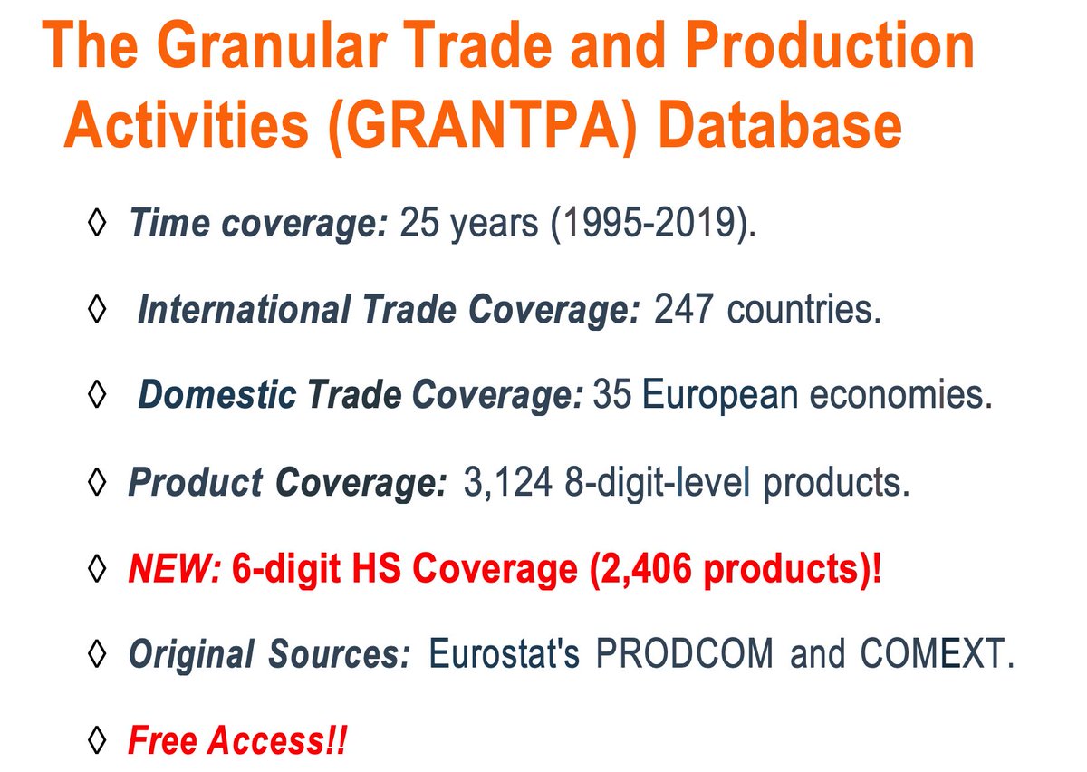 📢 NEW DATA!

Javier Flórez, Mario Larch, Sebastien Bradley, and I are very happy share the update of the most disaggregated dataset of consistently constructed international and domestic trade flows -- GRANTPA.

So, let’s estimate GRAVITY with GRANTPA.

ideas.repec.org/p/drx/wpaper/2…