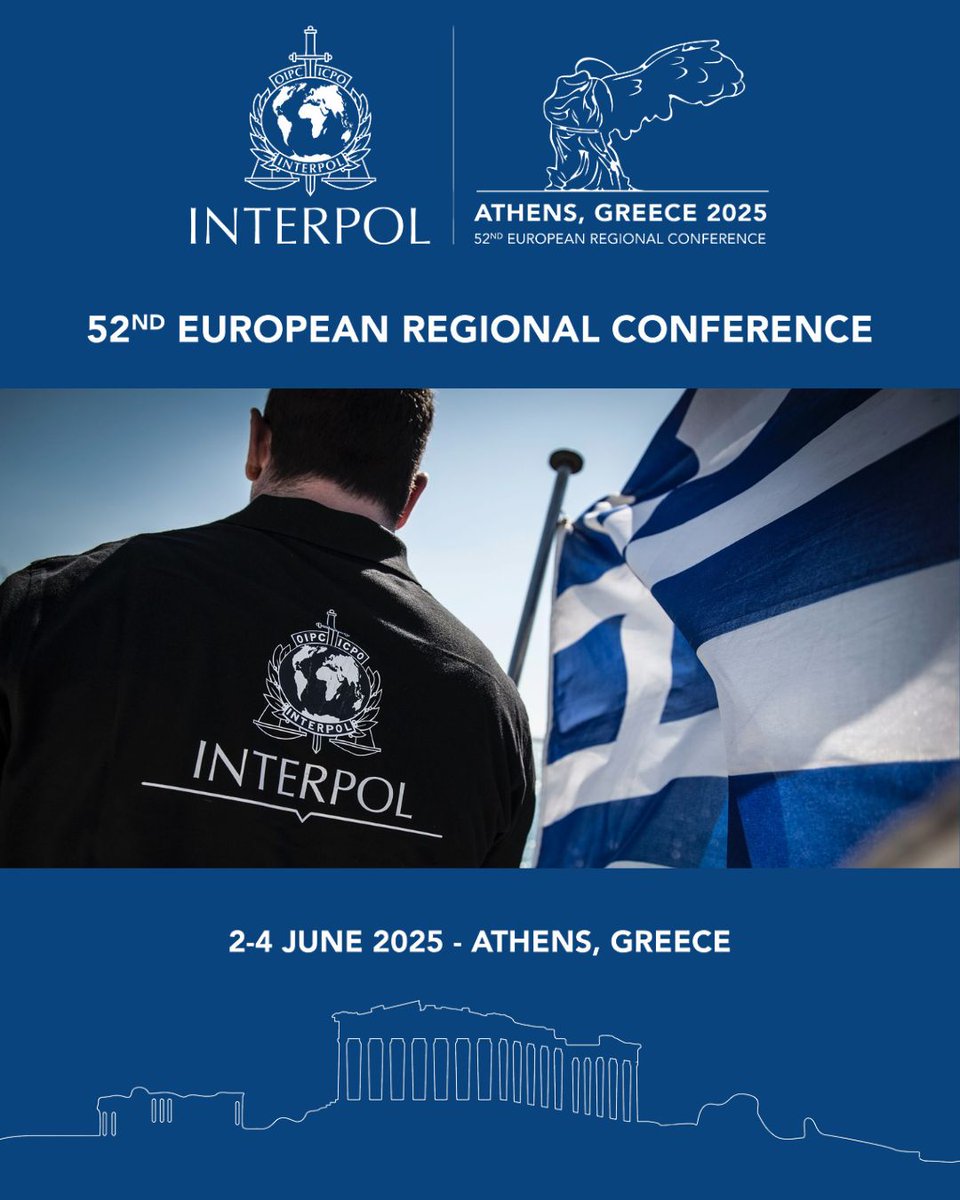 Athens 🇬🇷 will host INTERPOL’s 52nd European Regional Conference (2-4 June).

On the agenda: Europe’s security, emerging threats and smarter, more effective cooperation in the fight against transnational crime.

Follow us for the latest updates.