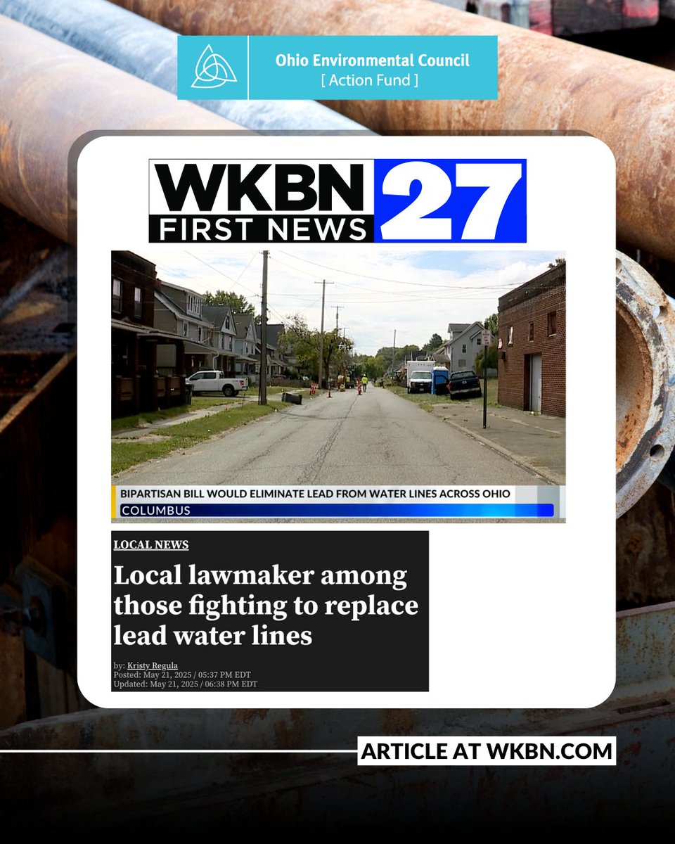 Ohio knows lead line replacement is long overdue. The OEC Action Fund is incredibly proud to be supporting the Lead Line Removal Act, a bipartisan bill that will remove all of Ohio's lead lines in 15 years! Learn more now: ow.ly/xPPe50W0Sj7