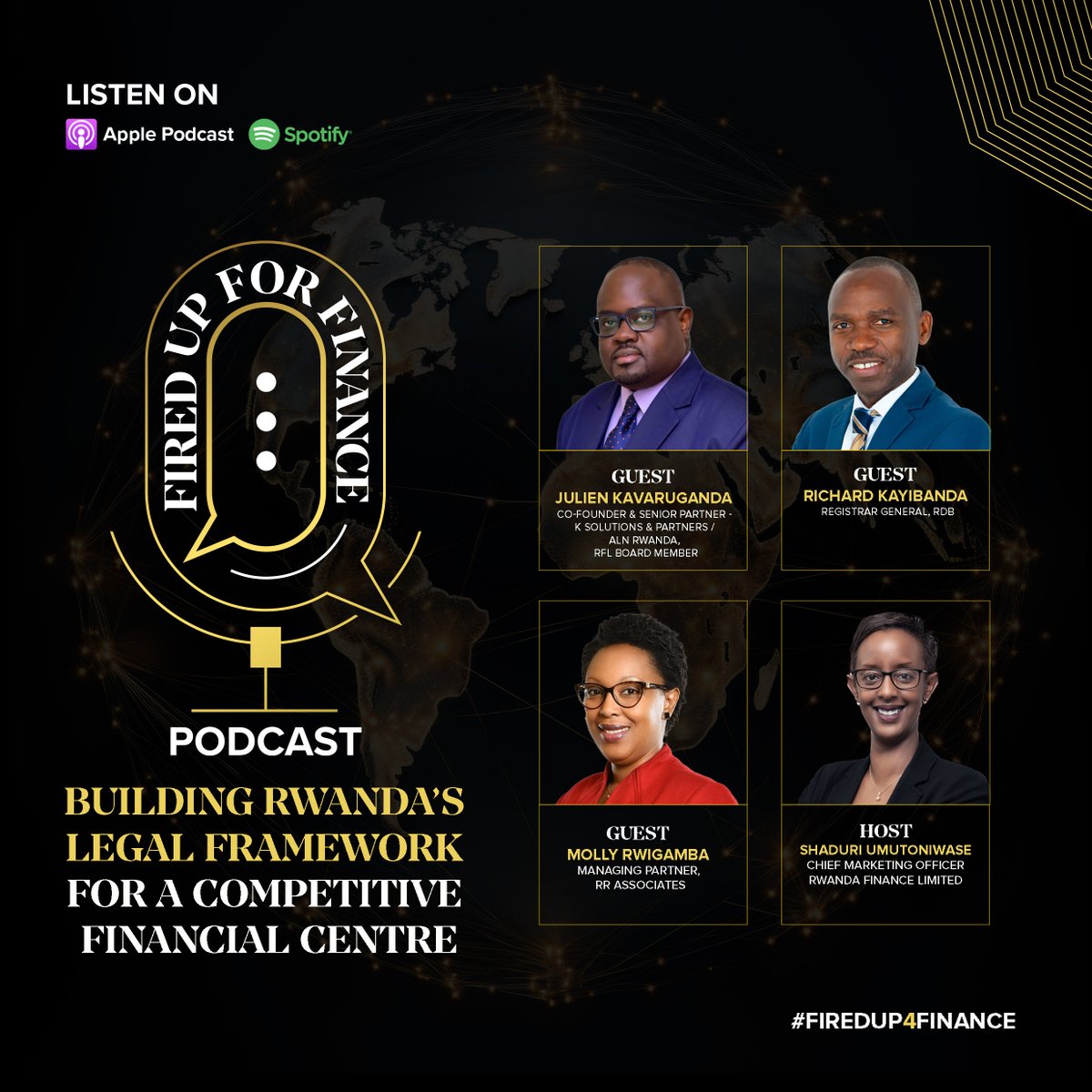 🎙 Now streaming! Episode 3 of the Fired Up For Finance podcast is live.

If you're curious about how legal frameworks shape thriving financial centres and how Rwanda is creating a strong legal foundation to attract investments, this episode is for you!

🎧 Click to listen now: