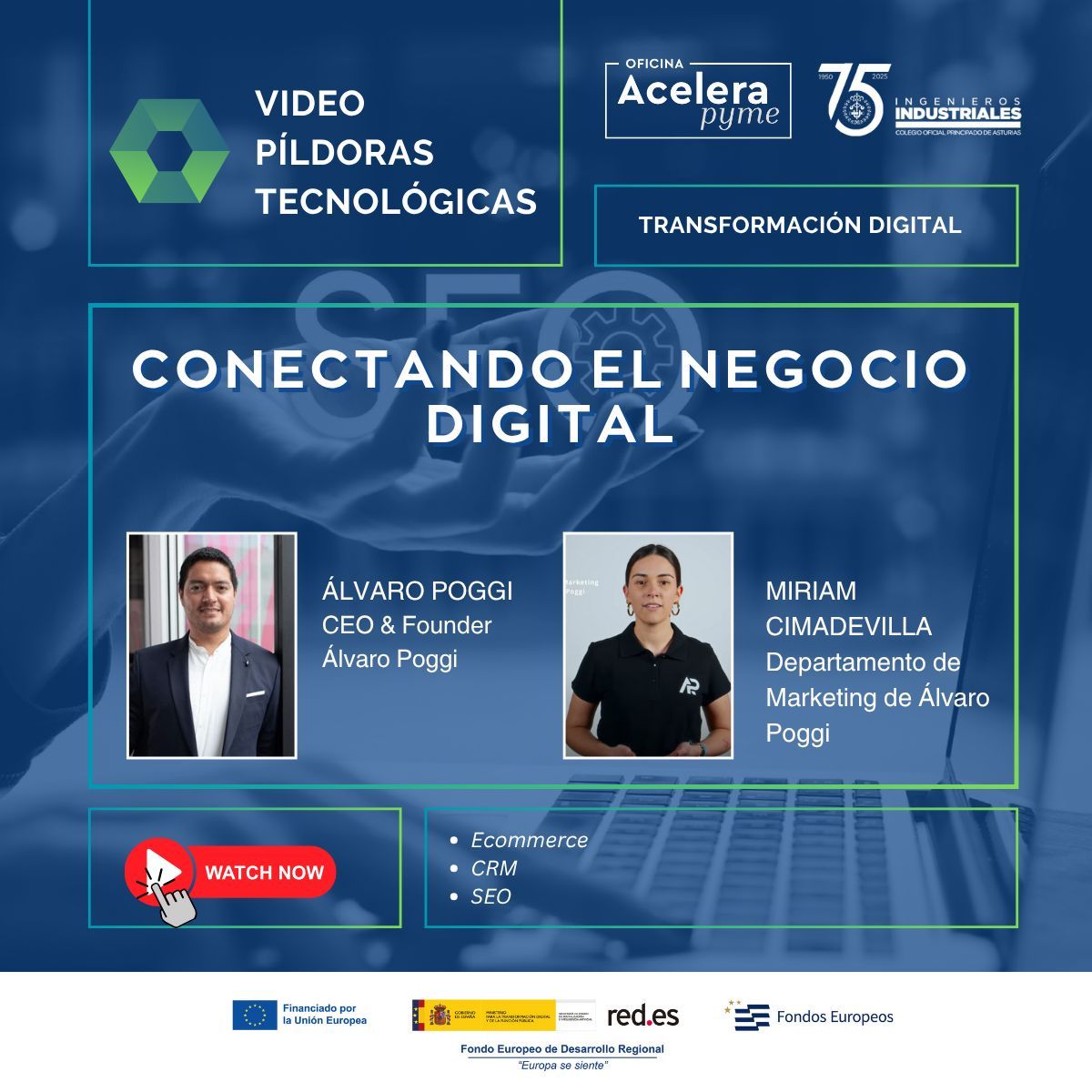 🚀 ¿Tu negocio conecta bien con sus clientes?
Álvaro Poggi y Miriam Cimadevilla nos cuentan cómo #Ecommerce, #CRM y #SEO crean una experiencia digital completa.
🎥 Descúbrelo👉 buff.ly/blkSOEe 

<a href="/redpuntoes/">Red.es</a> @acelerapyme
#NextGenerationEU #PlanDeRecuperación #AceleraPyme