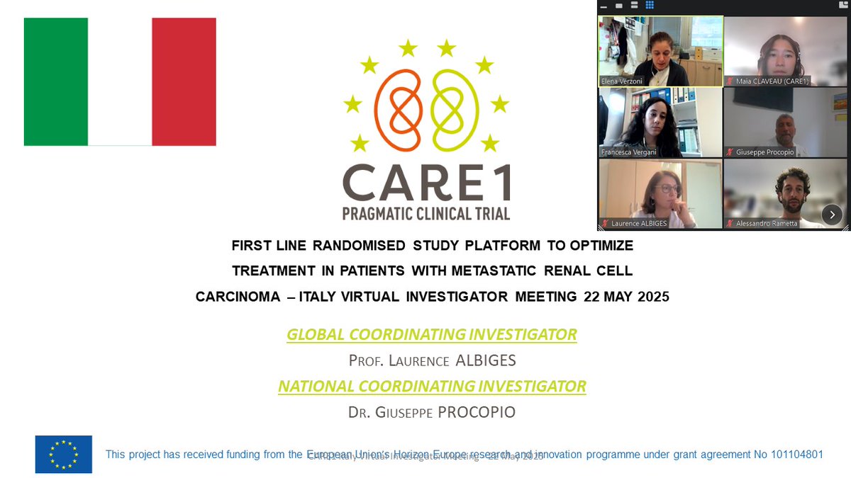 CARE1 Project (@care1project) on Twitter photo 🇮🇹 CARE1 is coming to Italy!
On May 22, the first Investigator Meeting was held with the Italian participating centers organised by <a href="/IstTumori/">Istituto Tumori</a>
Thanks to all participants for their commitment as we prepare to launch the trial in Italy! 💪
#CARE1Project 🇮🇹 CARE1 is coming to Italy!
On May 22, the first Investigator Meeting was held with the Italian participating centers organised by <a href="/IstTumori/">Istituto Tumori</a>
Thanks to all participants for their commitment as we prepare to launch the trial in Italy! 💪
#CARE1Project