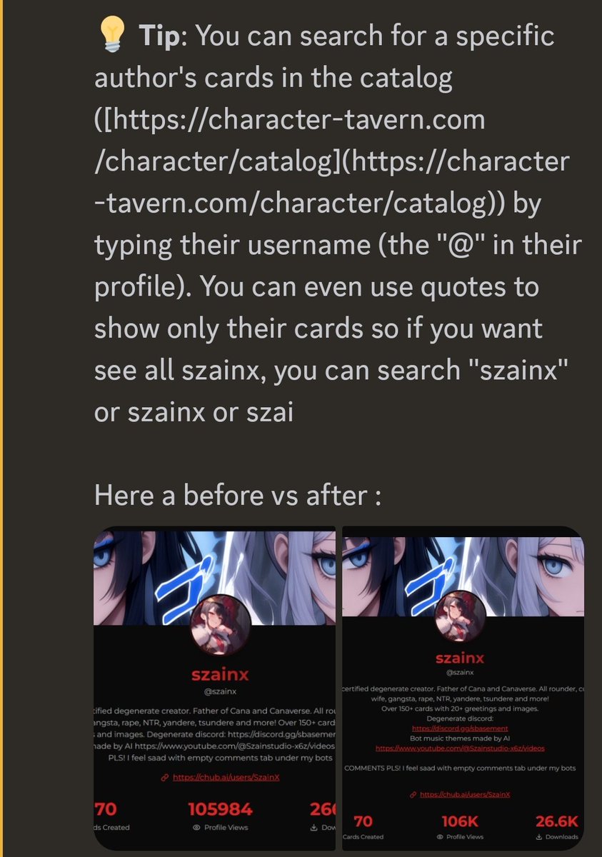 CharacterTav_ai's tweet photo. You may now search for specific creators on CT ‼️
#charactertavern #characterai #AIchatbot #ai #roleplay https://t.co/zkpqbHTJ1R