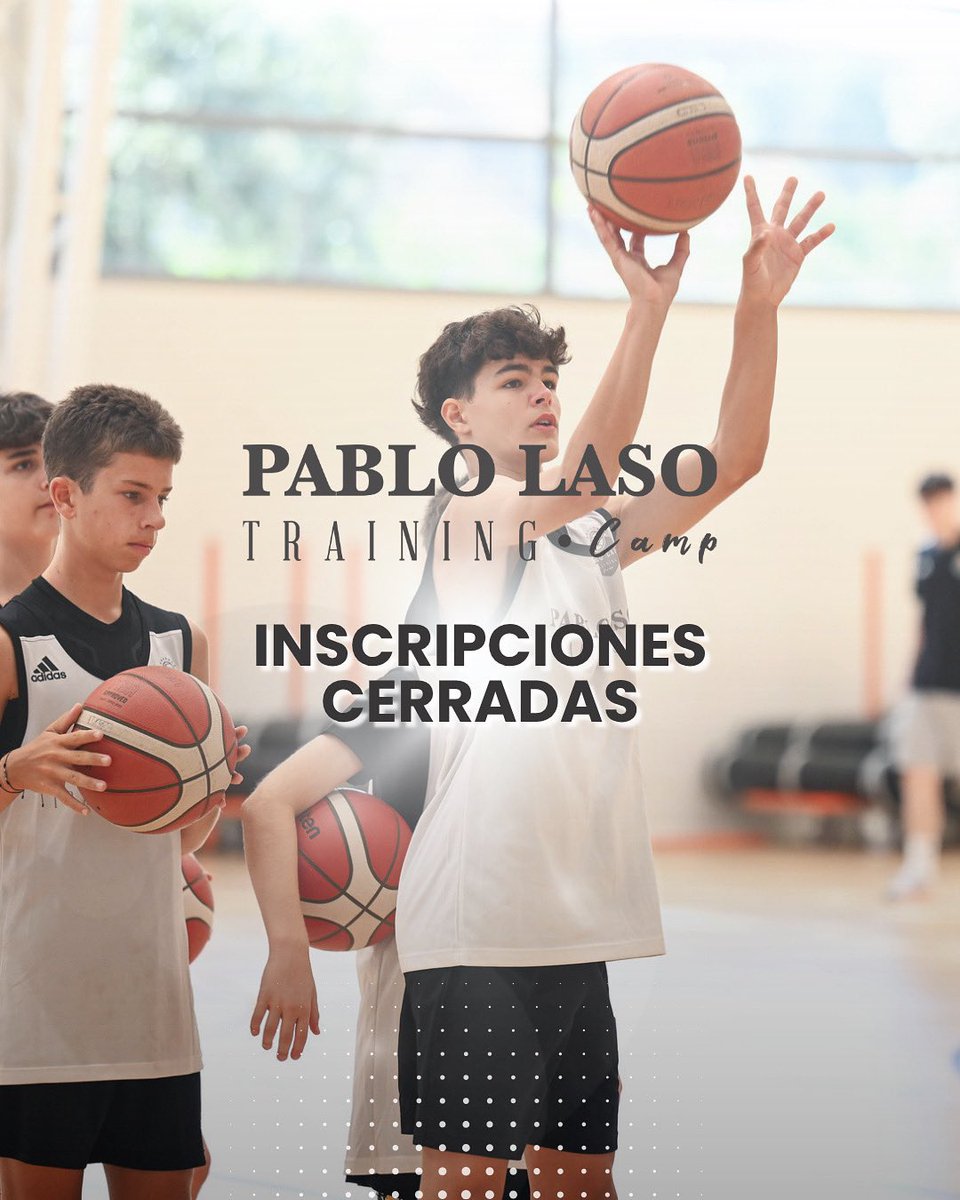 pablolasoTCamp's tweet photo. 🏀 ¡Inscripciones cerradas!
Gracias a todos por unirse al Pablo Laso Training Camp.
Nos vemos muy pronto en la cancha para seguir disfrutando del baloncesto. 🔥💪 https://t.co/eO4khXzCfd