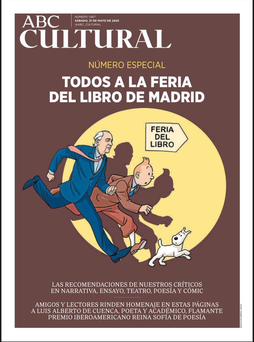 Jesús García Calero (@caleroje) on Twitter photo No digo nada y te lo digo todo.
Luis Alberto de Cuenca ha encontrado la mejor compañía en la portada de <a href="/ABC_Cultural/">ABC Cultural</a> de mañana. Imagen de @colocomics (IG).
La Academia se lo pierde.
Así que vosotros no os perdáis esto mañana (esta misma tarde para suscriptores) No digo nada y te lo digo todo.
Luis Alberto de Cuenca ha encontrado la mejor compañía en la portada de <a href="/ABC_Cultural/">ABC Cultural</a> de mañana. Imagen de @colocomics (IG).
La Academia se lo pierde.
Así que vosotros no os perdáis esto mañana (esta misma tarde para suscriptores)