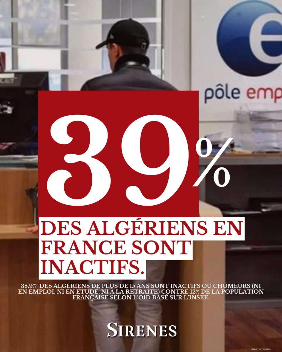 🔴 ALERTE INFO | Près de 40% des Algériens en France sont INACTIFS contre 12% pour le reste de la population française. 🇩🇿