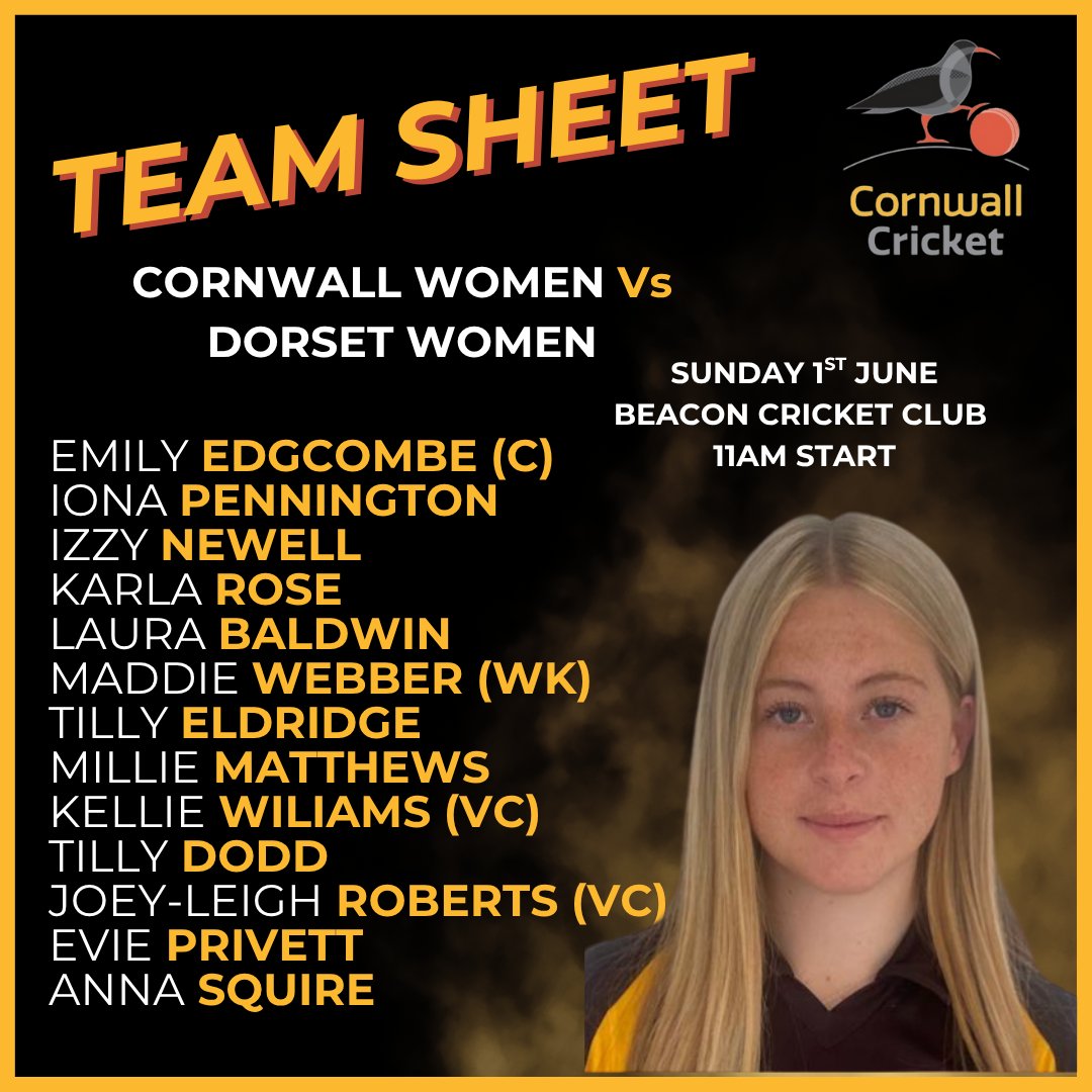 CornwallCricket's tweet image. 🏏 Good luck to the Cornwall Women's team as they take on Dorset this Sunday at Beacon Cricket Club!

#CornwallCricket #WomensCricket #GameDay
