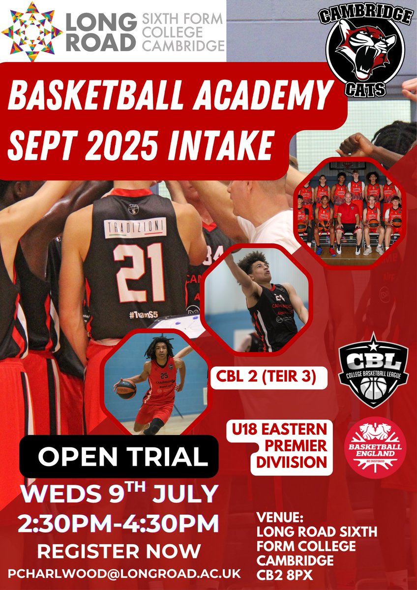 Long Road Sixth Form (@lr6fc) on Twitter photo π Basketball Trials β Open to all Long Road Students & Applicants!
π
Weds 9th July
π 2:30β4:30 PM
π Long Road Sixth Form College, Cambridge
π§ Sign up: pcharlwood@longroad.ac.uk
#BeLong #LongRoadBasketball #CambridgeCats #BasketballTrials π Basketball Trials β Open to all Long Road Students & Applicants!
π
Weds 9th July
π 2:30β4:30 PM
π Long Road Sixth Form College, Cambridge
π§ Sign up: pcharlwood@longroad.ac.uk
#BeLong #LongRoadBasketball #CambridgeCats #BasketballTrials