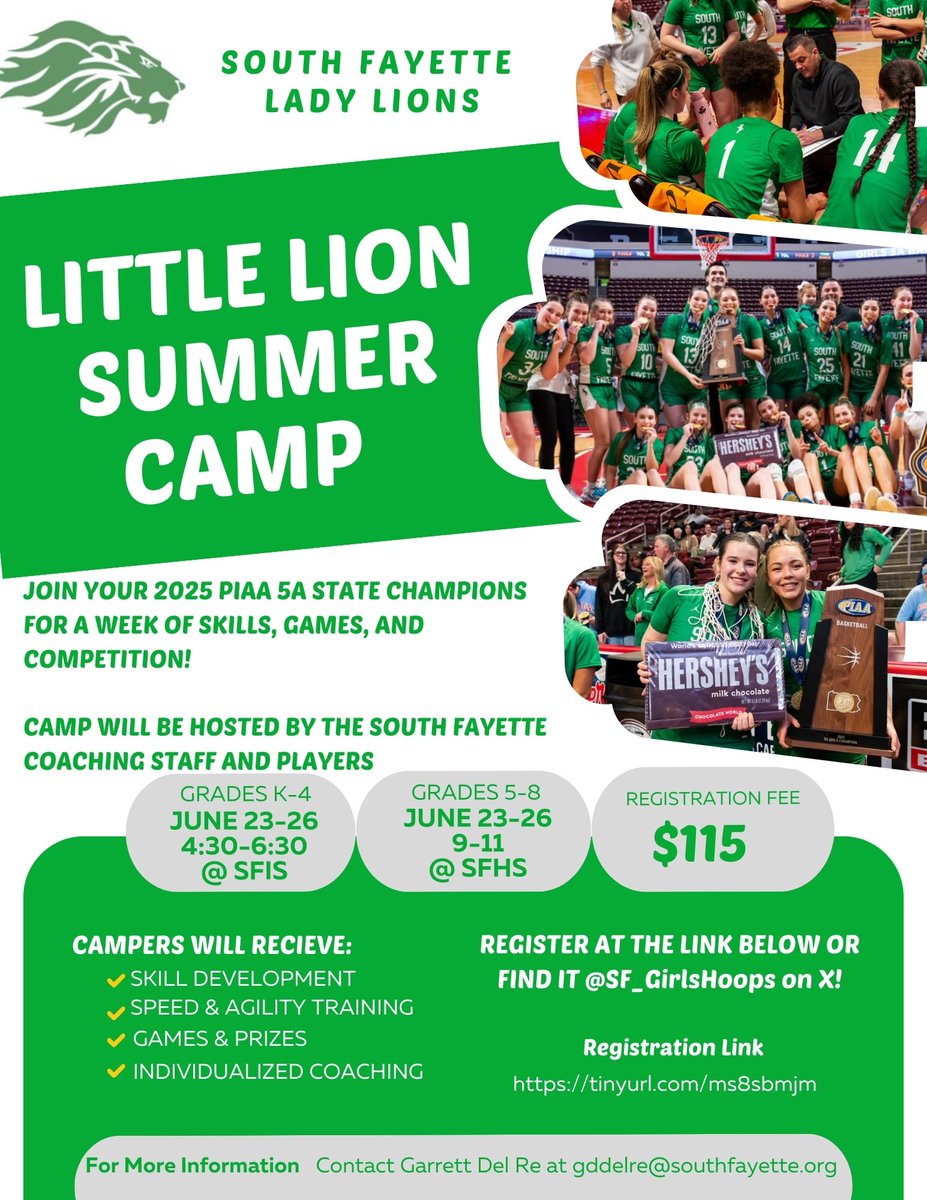 Spend a week with your State Champion Lady Lions sharpening your basketball skills! Our Summer Camp runs June 23rd-June 26th, sign up today!