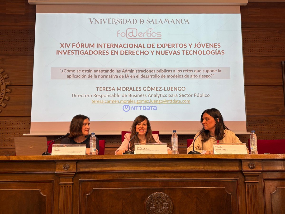 Iniciamos la conferencia de clausura que versa sobre la adaptación de las Administraciones públicas a los retos que supone la IA a cargo de Teresa Morales de <a href="/NTTDataSpain/">NTT DATA España</a> 
#FODERTICS14 <a href="/foderticsusal/">FODERTICS</a>