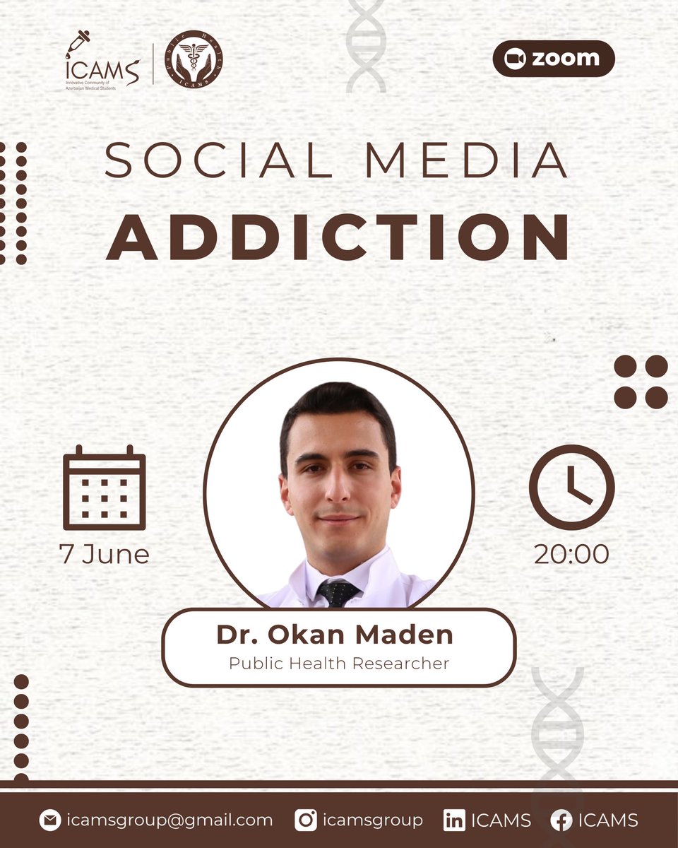 🎙️ Join us for a powerful webinar on Social Media Addiction with Dr. Okan Maden.

What is social media addiction?
How do you recognize the signs?
Why does digital detox matter?

📅 June 7 | 🕗 8:00 PM 
📍 ZOOM | 🔗 Register now: forms.gle/FsW7dNJSz1agPY…