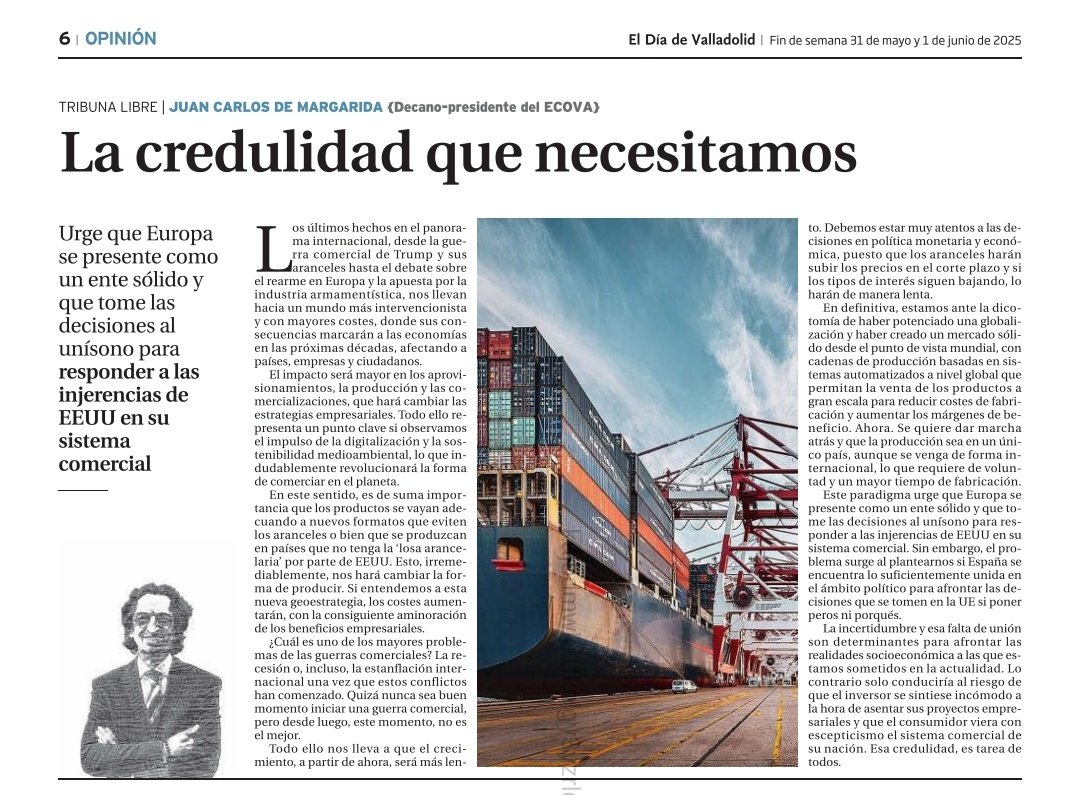 Escribo en <a href="/DiadeValladolid/">El Día de Valladolid</a> y los medios del Grupo sobre la credulidad que necesitamos