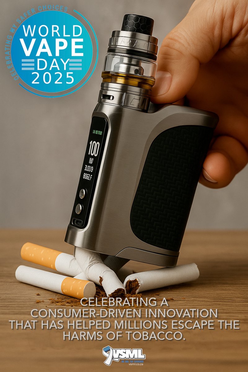 VSML_SA's tweet image. Happy World Vape Day

#VSMLSA #20YearsOfFacts #VapingWorks #WorldVapeDay2025 #Misinformation