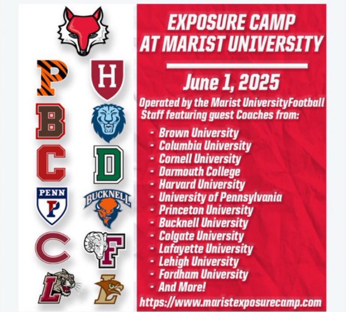 Looking forward to competing <a href="/Marist_Fball/">Marist Football</a> on Sunday! 

<a href="/Coach_Mill_/">Kevin Mill</a> <a href="/Coach_JA_Marist/">John Audino</a> <a href="/John_P_OConnor/">Coach John O'Connor</a> <a href="/CoachTJWeyl/">TJ Weyl</a> <a href="/CoachMWillis/">Mike Willis</a> <a href="/CoachMangas/">Robbie Mangas</a>
<a href="/TheCoachHo/">Michael HORAN</a> <a href="/Noah11_V/">Noah Vedral</a> <a href="/CoachDiMonte/">Vince DiMonte</a> <a href="/FoxholeRecruit/">Marist Football Recruiting</a> <a href="/CoachDevPatel/">Dev Patel</a> <a href="/LucasBaquero33/">Lucas Baquero</a> <a href="/WarwickFB/">Warwick High School Football</a>
<a href="/CoachMumma/">Travis Mumma</a> <a href="/VinnyLePre/">Vinny LePre</a>