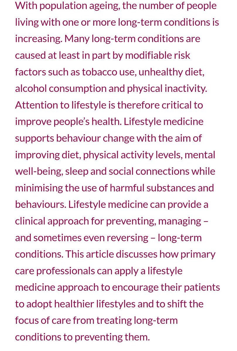 In our latest article for <a href="/RCNi_PHC/">Primary Health Care</a> <a href="/rcni/">RCNi: the life-long learning partner for nurses</a>, <a href="/mrsgmorris1/">Gillian Morris</a> and I argue of the importance of #lifestyle approaches for practitioner's in #primarycare 

journals.rcni.com/primary-health…