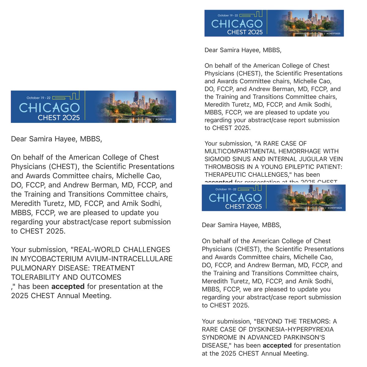 Excited to share our work on NTM infections and two curious cases encountered in Jacobi at <a href="/accpchest/">CHEST</a> . See you all in Chicago! #CHEST2025 <a href="/jmcchiefs/">Jacobi Internal Medicine Chiefs</a> @Luca