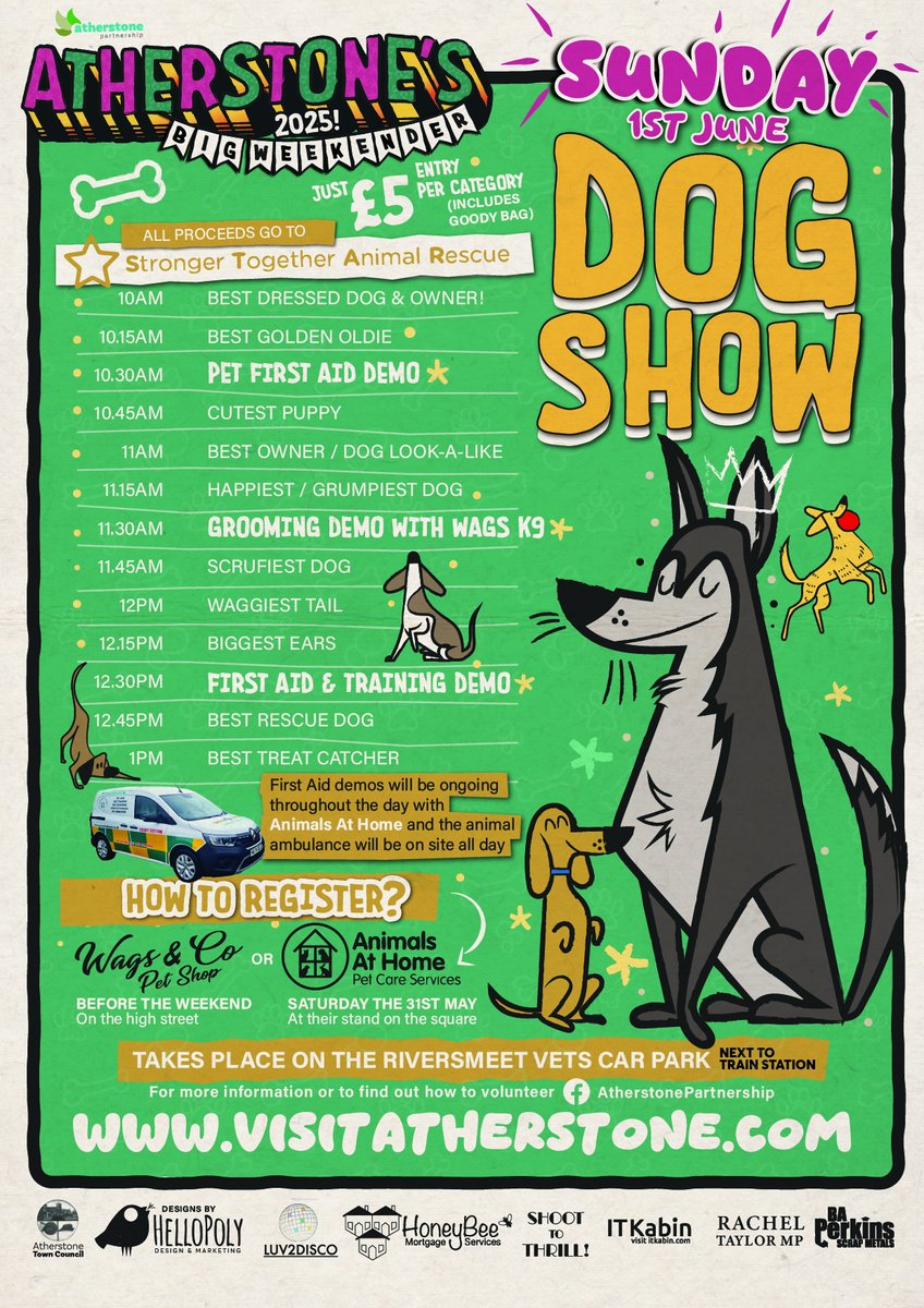 animalsathomenw's tweet photo. This Sunday we will be hosting the Atherstone Big Weekender Dog Show.

You can register your dog for entry at Wags Pet Store on Long Street or by visiting the Animals at Home stand in the Market Square tomo https://t.co/K2MHvz5e2L https://t.co/iZ1pK8r7iy
