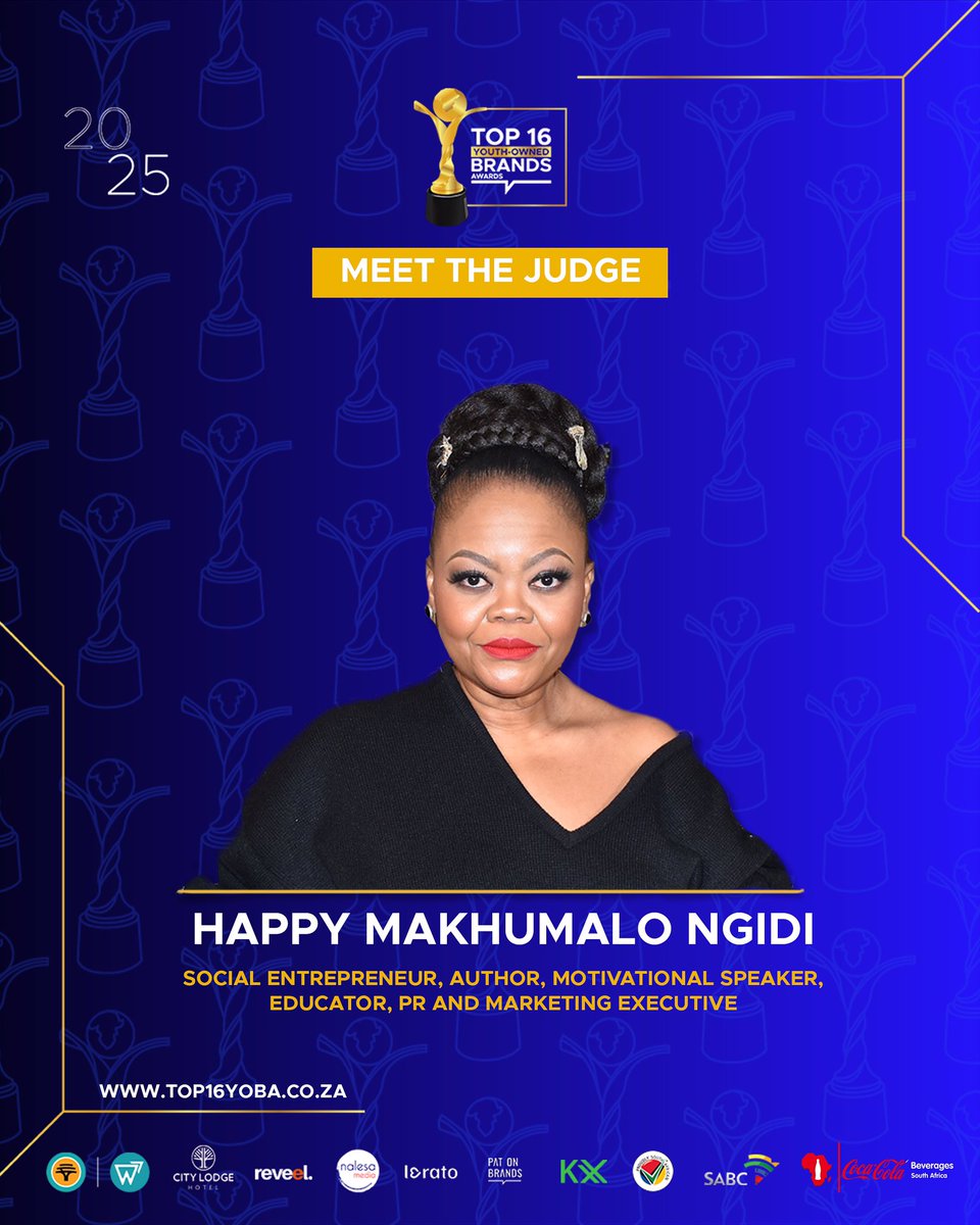 Meet Happy MaKhumalo Ngidi, our #Top16YOBAs returning judge! 🌟 Brand transformation expert, women's empowerment advocate &amp; entrepreneur. Proudly SA turnaround mastermind &amp; founder of Bella Wines #MeetTheJudges