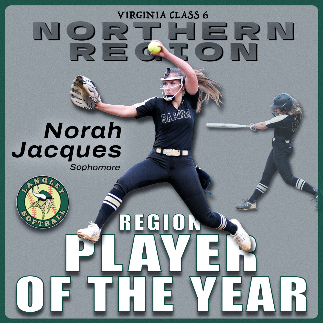 LangleySoftball's tweet photo. Another outstanding award for Norah Jacques, voted Northern Region Player of the Year and was voted the top ranked pitcher in the region. Congrats! @ExtraInningSB @langleysports @LineDsoftball @PrepSoftball @SoftbalAmerica @los_stuff @WashPostHS @VHSLSoftball @vaprepsoftball https://t.co/KeJOm7vwhr