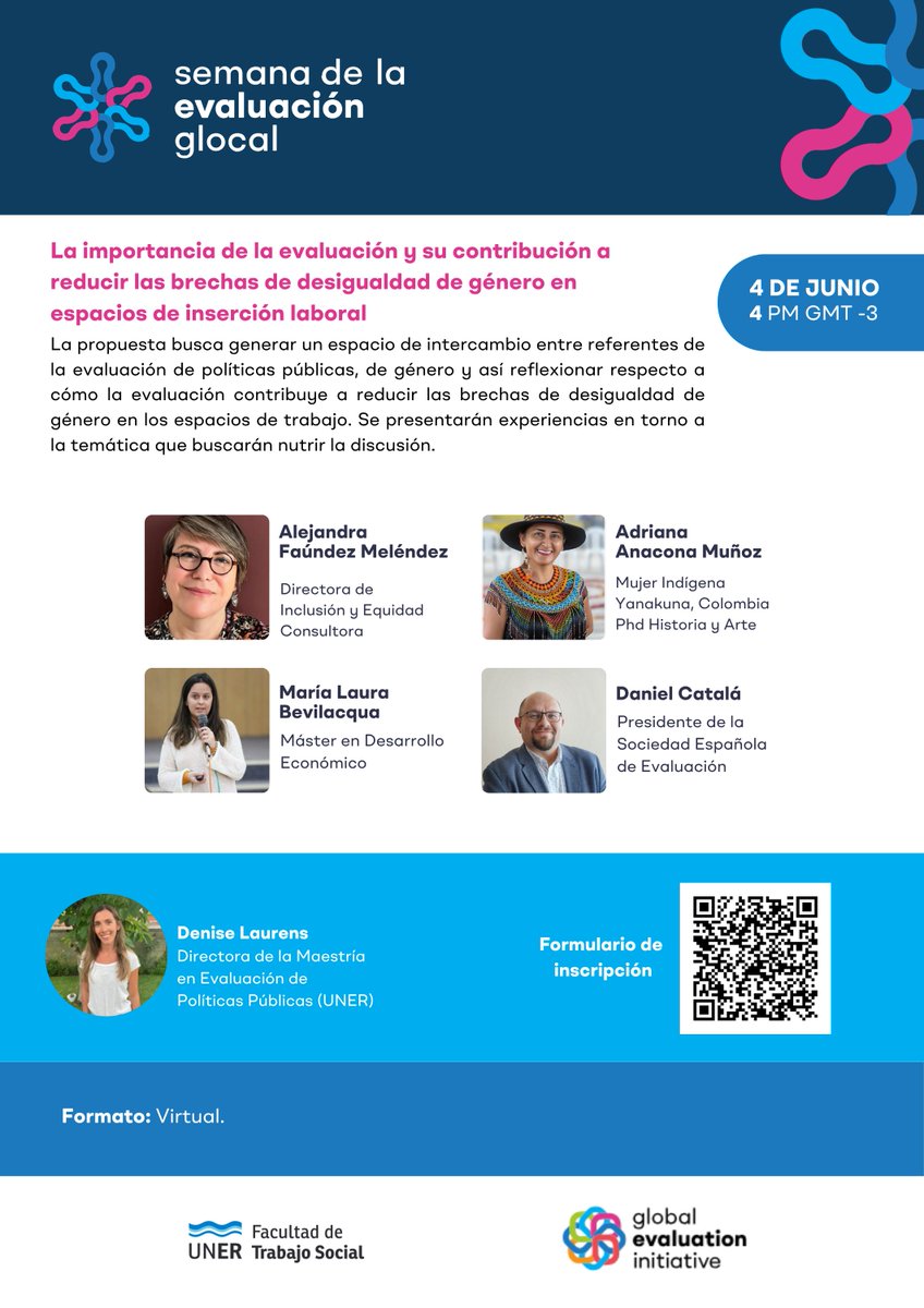 meppftsuner's tweet photo. ¡#glocal2025!

Las y los invitamos al evento virtual: 

"La importancia de la evaluación y su contribución a reducir las brechas de desigualdad de género en espacios de inserción laboral"

📅 Miércoles 4 de junio de 2025

⏰ 🇦🇷🇧🇷 16h  | 🇨🇱 15h | 🇨🇴 14h | 🇪🇸 21h

#IgualdadDeGenero https://t.co/RUy7DOOZPe