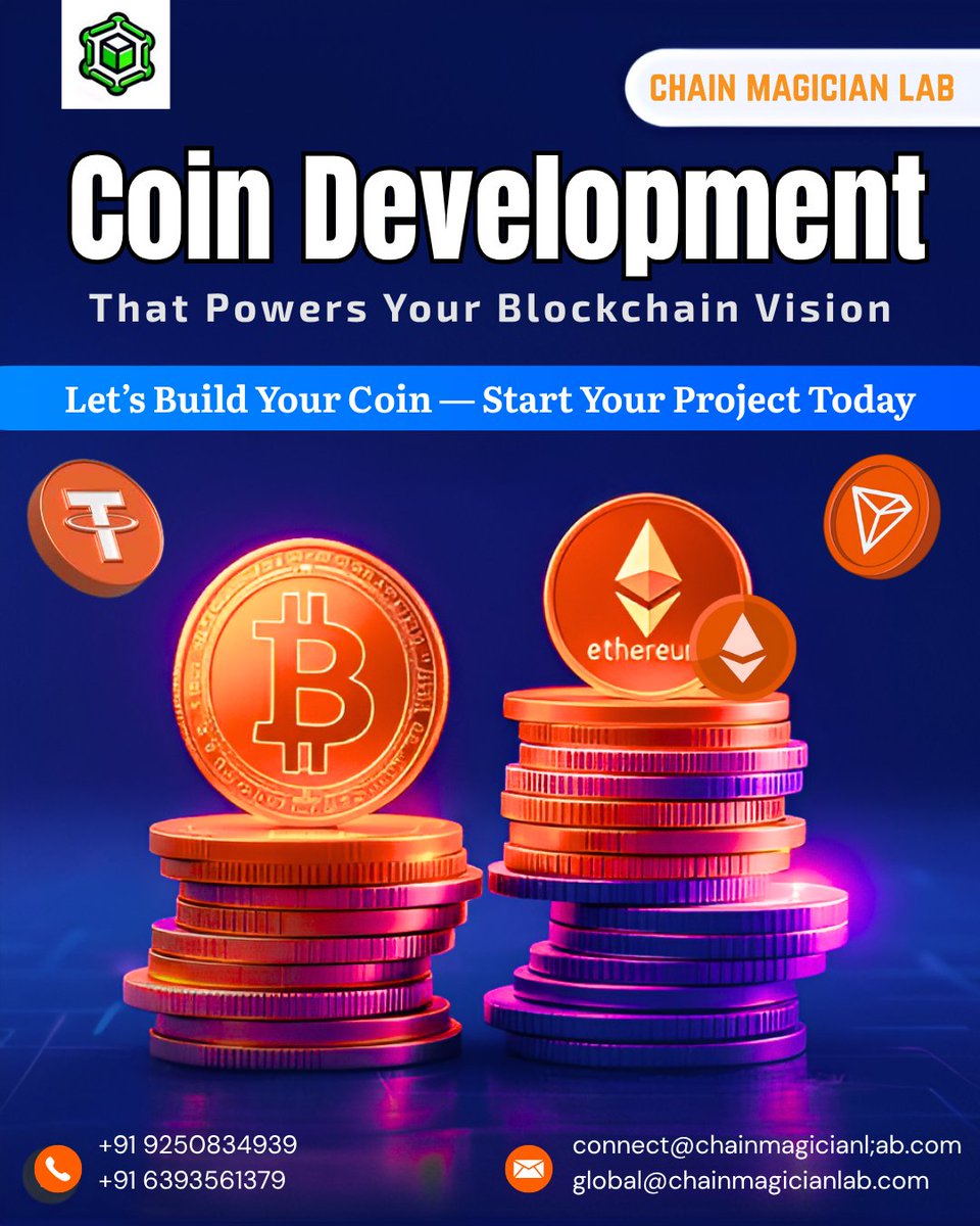 magician_l6117's tweet photo. Launch Your Own Coin Today!
From meme coins to utility tokens — we build secure, scalable, and custom coins tailored to your blockchain vision. 
 #CoinDevelopment #BuildInWeb3 #BlockchainDev #TokenLaunch  #CryptoStartup #SmartContracts #Web3Solutions #chainmagicianlab https://t.co/g24Z6Xohkq