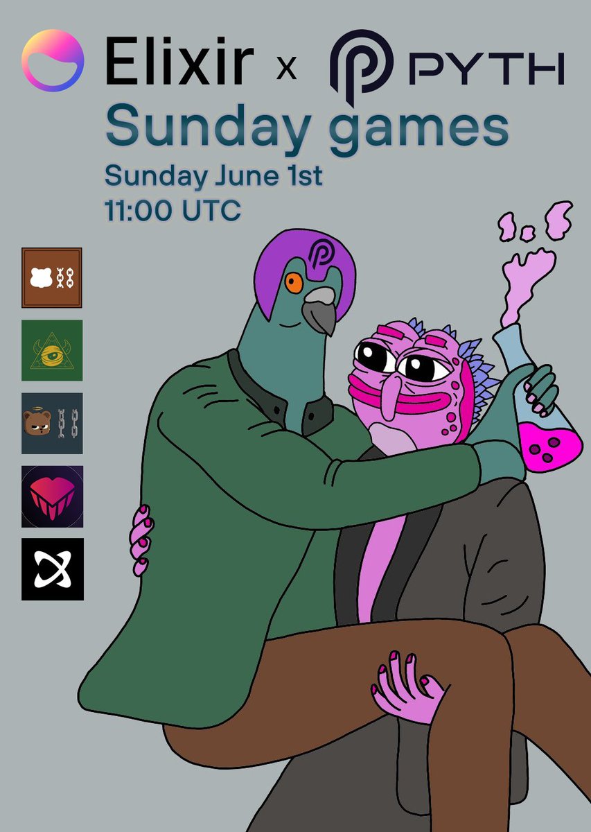 CM and Glomo!

This sunday we have another session of PythLixir games on discord together with our Bera friends and Brahma. 

Come hang out and join us in various browser based games for a share of the prize pool which consists of
590 potions (convertible to $ELX)  by <a href="/elixir/">Elixir</a>
