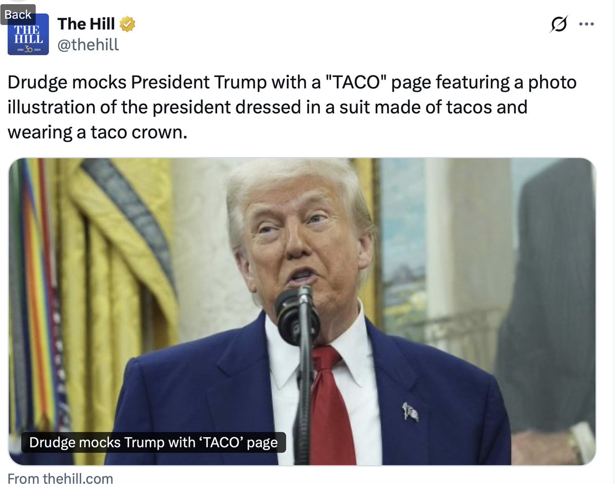 "The Hill," a supposedly serious media organization posted the story below about an hour ago.

This is the main reason our governments are just broken, but horribly corrupt--an unserious, largely childish "Press."