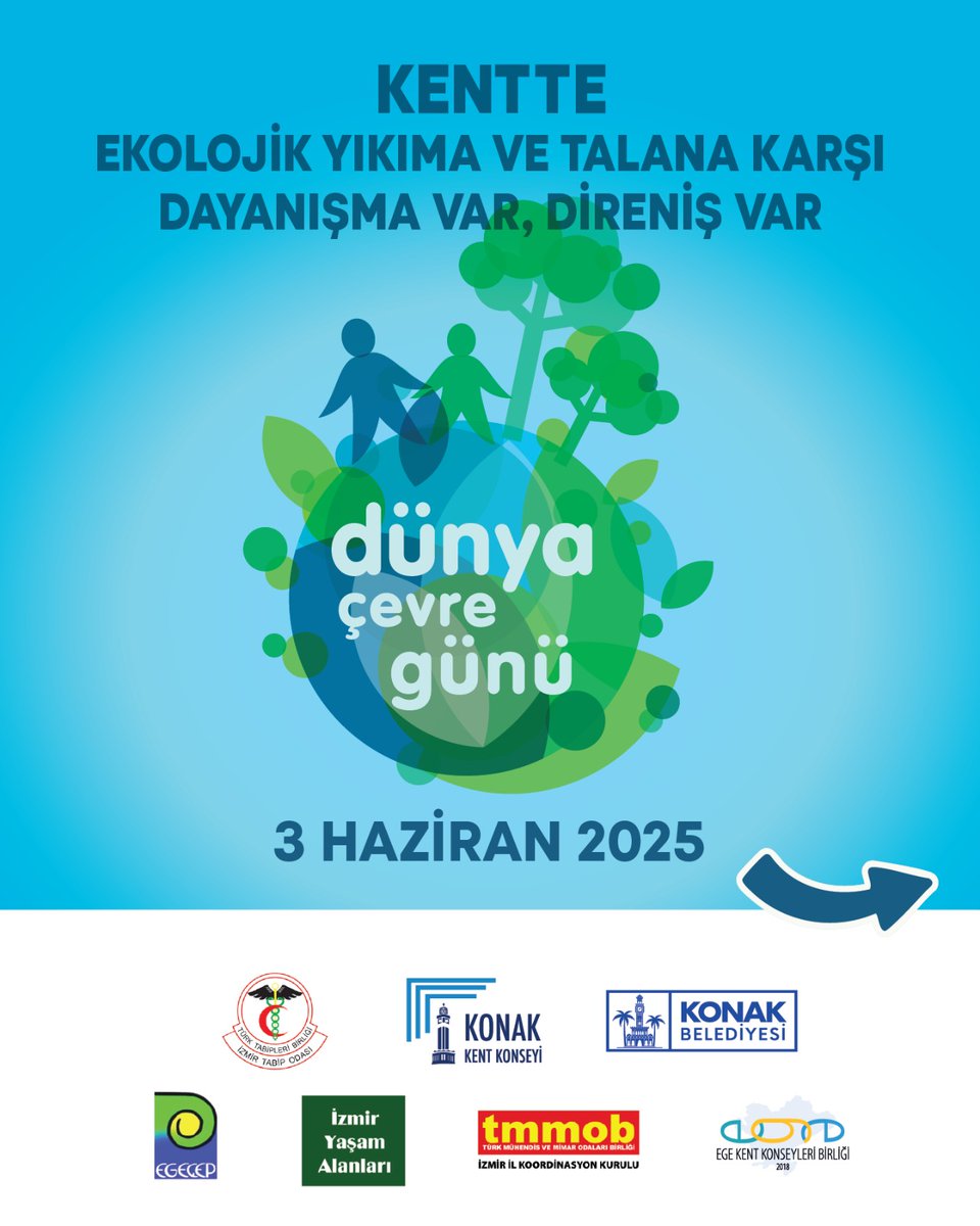 DUYURU: "EKOLOJİK YIKIMA KARŞI DİRENİŞ VE DAYANIŞMA DEVAM EDİYOR"

Etkinlik Programı:
15:00 Panel ve Forum-İzmir Mimarlık Merkezi
17:30 Farkındalık Korteji-İzmir Mimarlık Merkezinden
Türkan Saylan Kültür Merkezi Önüne)
18:30 Basın Açıklaması (Türkan Saylan Kültür Merkezi Önü)