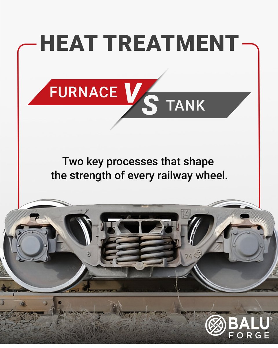 BaluForge's tweet image. Strong, reliable railway wheels are no accident—they’re forged through precision heat treatment. Furnaces boost core durability, while tanks harden the surface, ensuring every wheel meets the toughest railway demands.
#RailwayTechnology #HeatTreatment