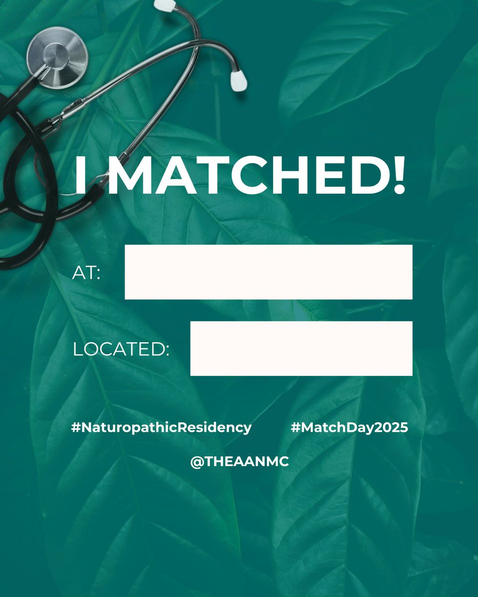 Happy MATCH DAY to all future naturopathic residents! Congrats to everyone who matches today (check our website at 8 PM Eastern tonight: pulse.ly/br2hefjngq. Fill out the template and tag us to share the news! 🥳⁠ #naturopathicresidency #matchday2025