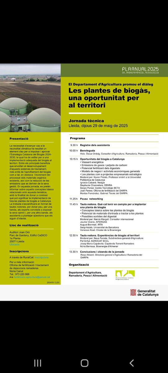 Consorci Residus VO (@cresidusvo) on Twitter photo La directora de l'Àrea de Tractament <a href="/vabadc/">Vanessa Abad</a> va participar ahir a la taula rodona sobre la implantació de plantes de biogàs, dins la jornada tècnica "Les plantes de biogàs, una oportunitat per al territori", organitzada a Lleida pel Departament d'Agricultura <a href="/gencat/">Generalitat de Catalunya</a> La directora de l'Àrea de Tractament <a href="/vabadc/">Vanessa Abad</a> va participar ahir a la taula rodona sobre la implantació de plantes de biogàs, dins la jornada tècnica "Les plantes de biogàs, una oportunitat per al territori", organitzada a Lleida pel Departament d'Agricultura <a href="/gencat/">Generalitat de Catalunya</a>