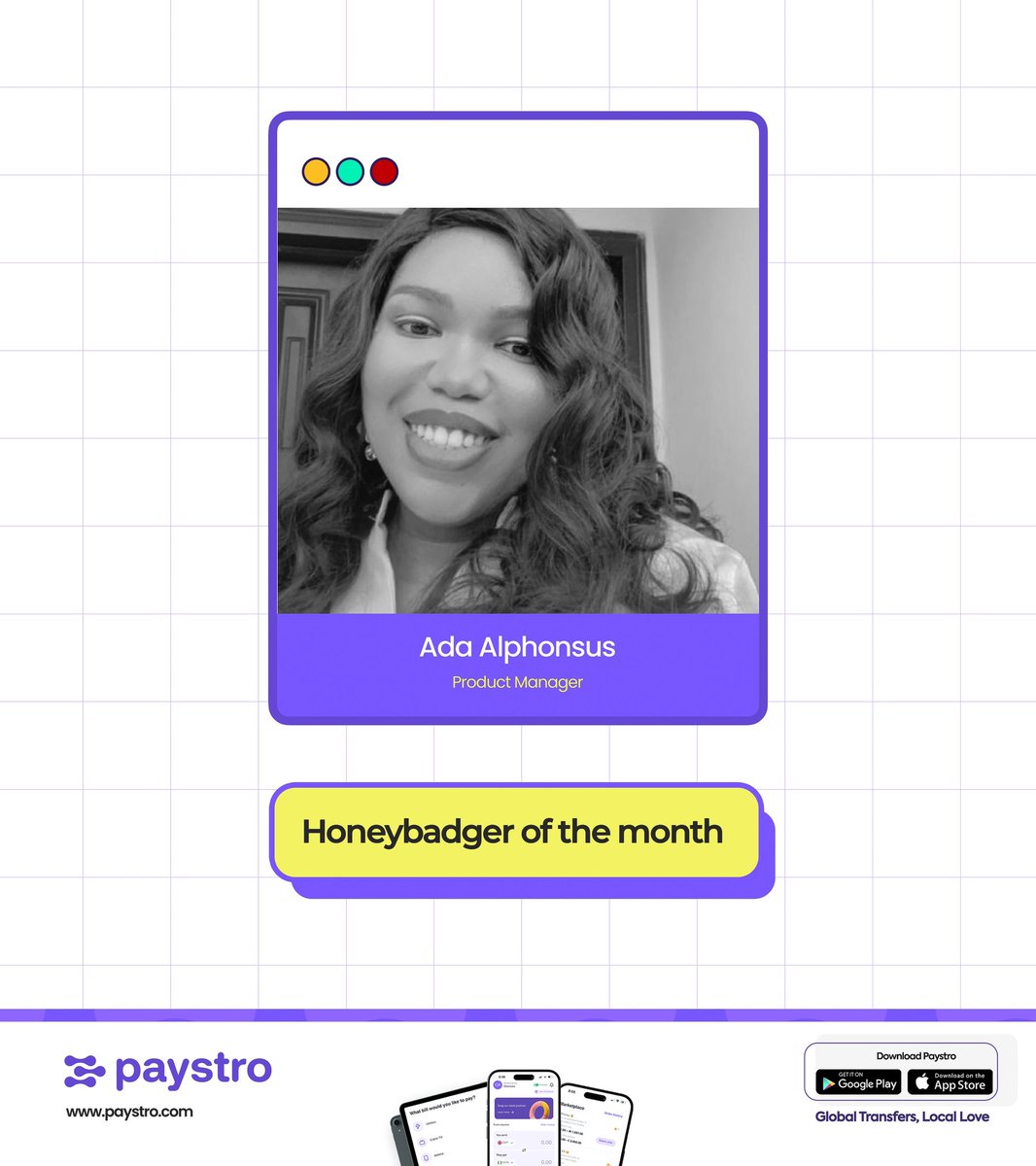 HeyPaystro's tweet image. Meet Ada, our brilliant Product Manager and this month’s MVP at Paystro. Ada brings clarity, care, and strategy to everything she touches.

Thank you, Ada, for making Paystro better every single day👏🏻.

#TeamPaystro #EmployeeOfTheMonth #Paystro #ProductExcellence #WomenInTech