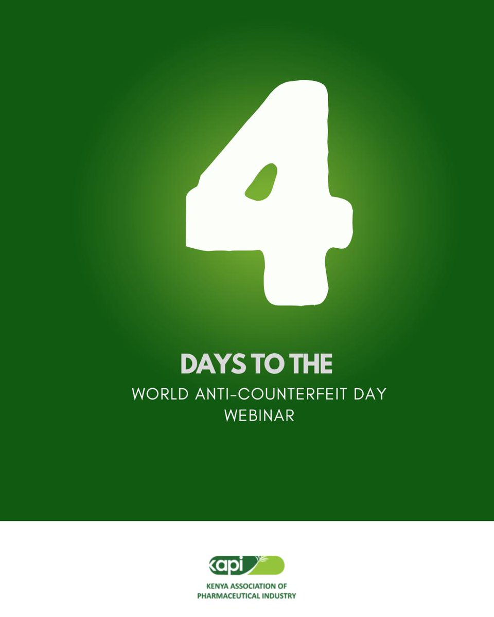 Countdown : 🚨 Countdown to #WorldAnticounterfeitDay2025! Join us on June 4th for an eye-opening webinar.    Topic: Impact of Counterfeit Health Products and Technologies on patient safety
📷Date: June 4th, 2025  
Registration Link: bit.ly/3SH7vwp
