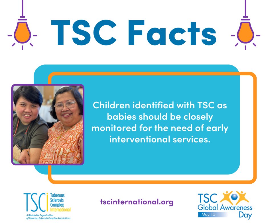 ⭐Day 30 of TSC Awareness Month! ⭐

Children identified with TSC as babies should be closely monitored for the need of early interventional services.

Learn more about TSC Global Awareness initiatives at tscglobalday.org.

#tscglobalawarenessday #tuberoussclerosiscomplex