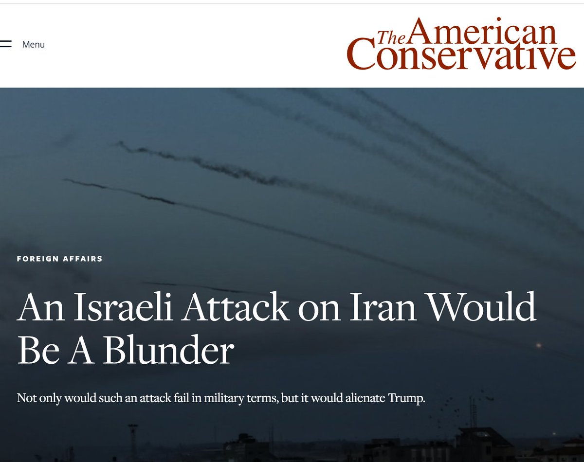 Kelley B. Vlahos (@kelleybvlahos) on Twitter photo Netanyahu is getting on Trump's last nerve. He and other hardliners' bluffs about attacking Iran 'without US help' is aimed at sabotaging his talks with Tehran.
As <a href="/barbaraslavin1/">Barbara Slavin</a> <a href="/SinaToossi/">Sina Toossi</a> tell me at <a href="/amconmag/">The American Conservative</a> they know US would have to save them if they did attack
(below) Netanyahu is getting on Trump's last nerve. He and other hardliners' bluffs about attacking Iran 'without US help' is aimed at sabotaging his talks with Tehran.
As <a href="/barbaraslavin1/">Barbara Slavin</a> <a href="/SinaToossi/">Sina Toossi</a> tell me at <a href="/amconmag/">The American Conservative</a> they know US would have to save them if they did attack
(below)
