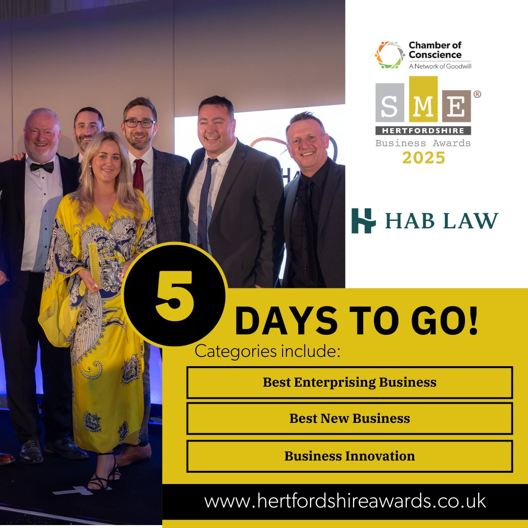 🥳 The SME Hertfordshire Business Awards provide an excellent opportunity for any SME in the county to enhance their visibility, credibility, and celebrate excellence!

DON’T miss out, enter TODAY 👉 tinyurl.com/4wsm8ftz