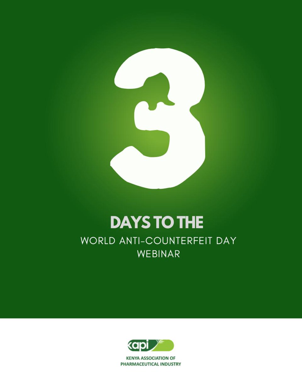 Countdown : 🚨 Countdown to #WorldAnticounterfeitDay2025! Join us on June 4th for an eye-opening webinar.    Topic: Impact of Counterfeit Health Products and Technologies on patient safety  
📷 Date: June 4th, 2025  
Registration Link: bit.ly/3SH7vwp