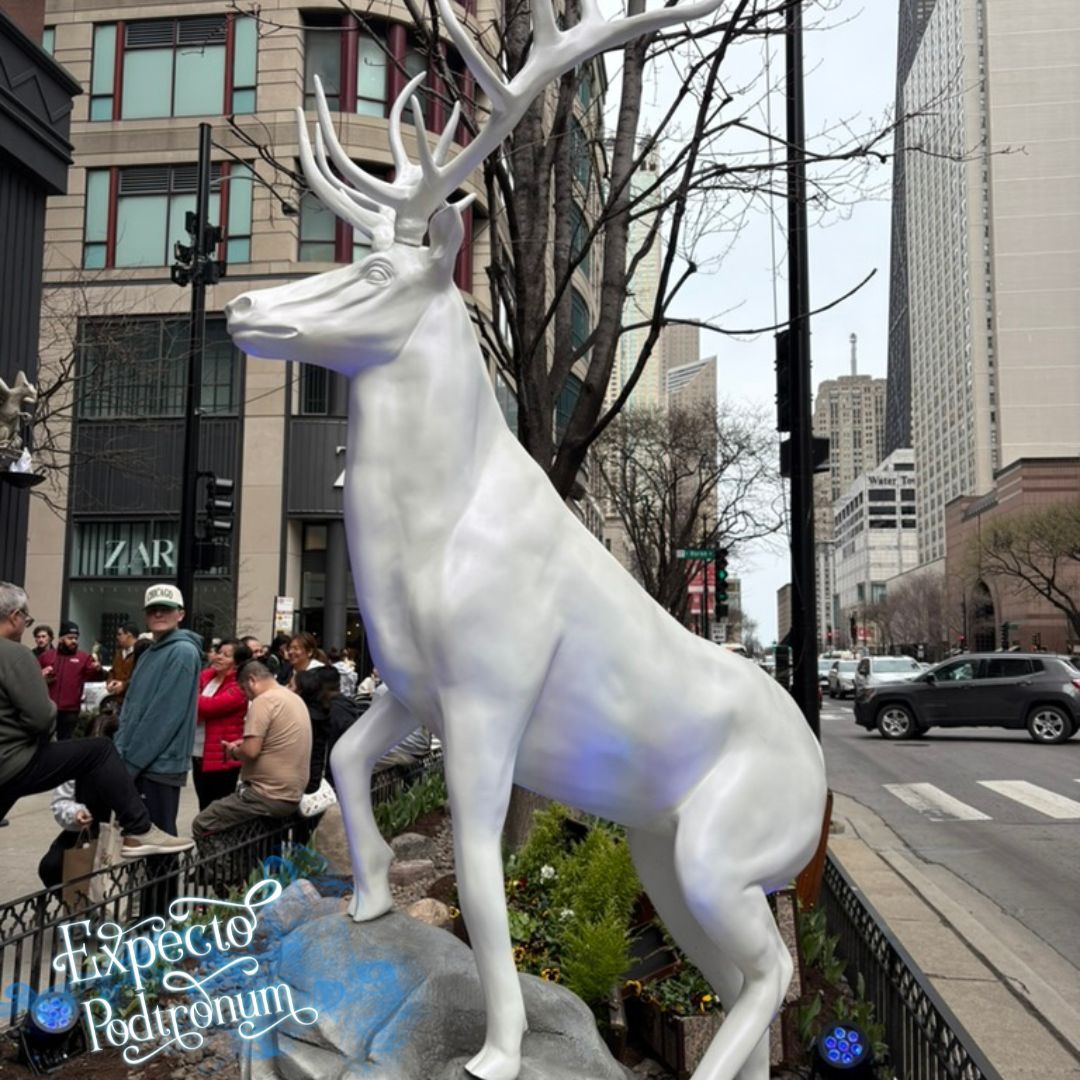 Have you been to the new "Harry Potter" store in Chicago? There's an amazing Patronus statue out front, captured by host Carolyn! #Patronus #HarryPotterStore #ExpectoPodtronum #Stag #WizardingWorld #HarryPotterPodcast