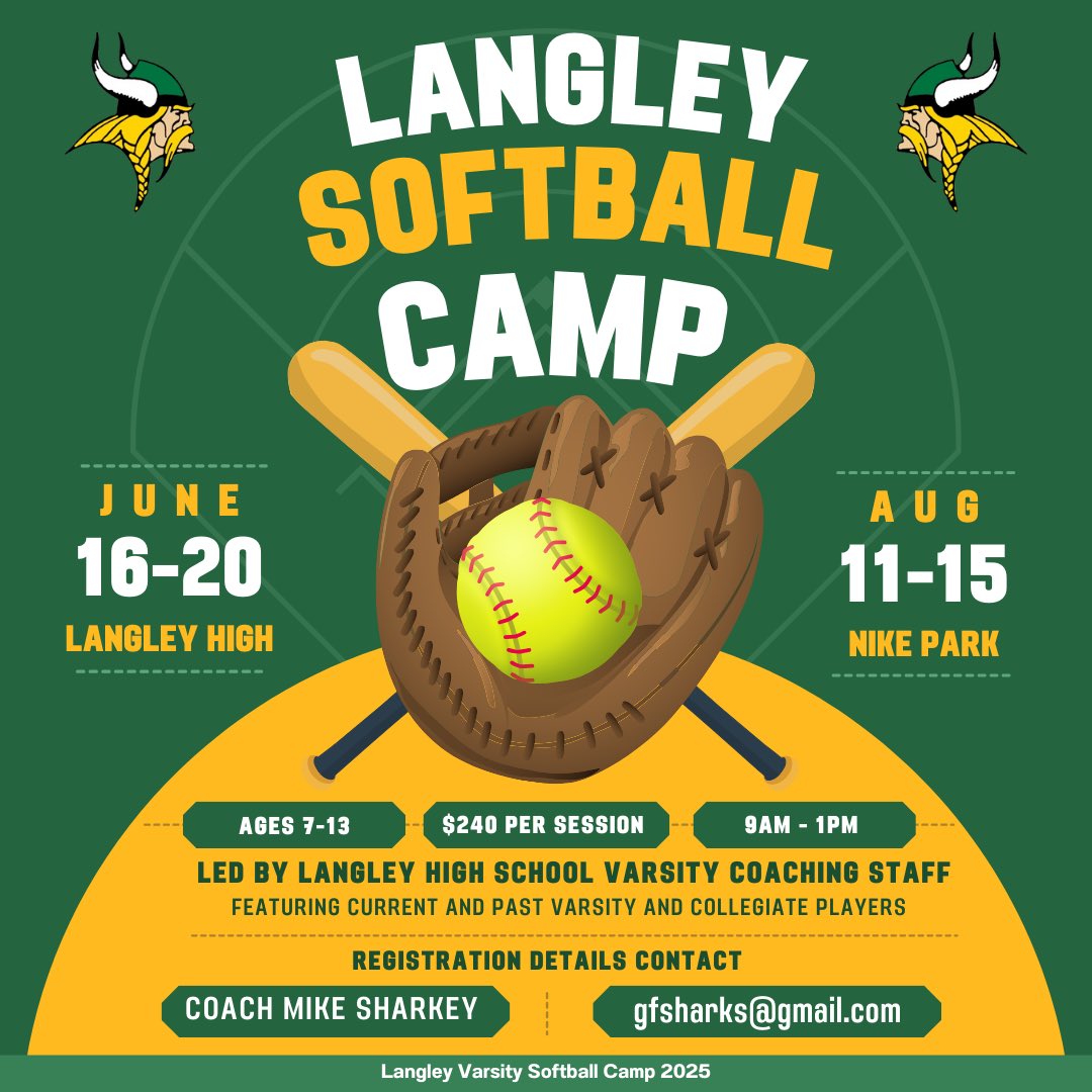 Coach Sharkey (@langleysoftball) on Twitter photo Summer camps are quickly filling up. June camp only two weeks away. <a href="/GFSoftball/">Great Falls Softball</a> <a href="/MLLUpdates/">McLean Little League</a> <a href="/RestonHerndonLL/">Reston Herndon LL</a> <a href="/GirlsVienna/">Vienna Girls Softball League</a> Summer camps are quickly filling up. June camp only two weeks away. <a href="/GFSoftball/">Great Falls Softball</a> <a href="/MLLUpdates/">McLean Little League</a> <a href="/RestonHerndonLL/">Reston Herndon LL</a> <a href="/GirlsVienna/">Vienna Girls Softball League</a>