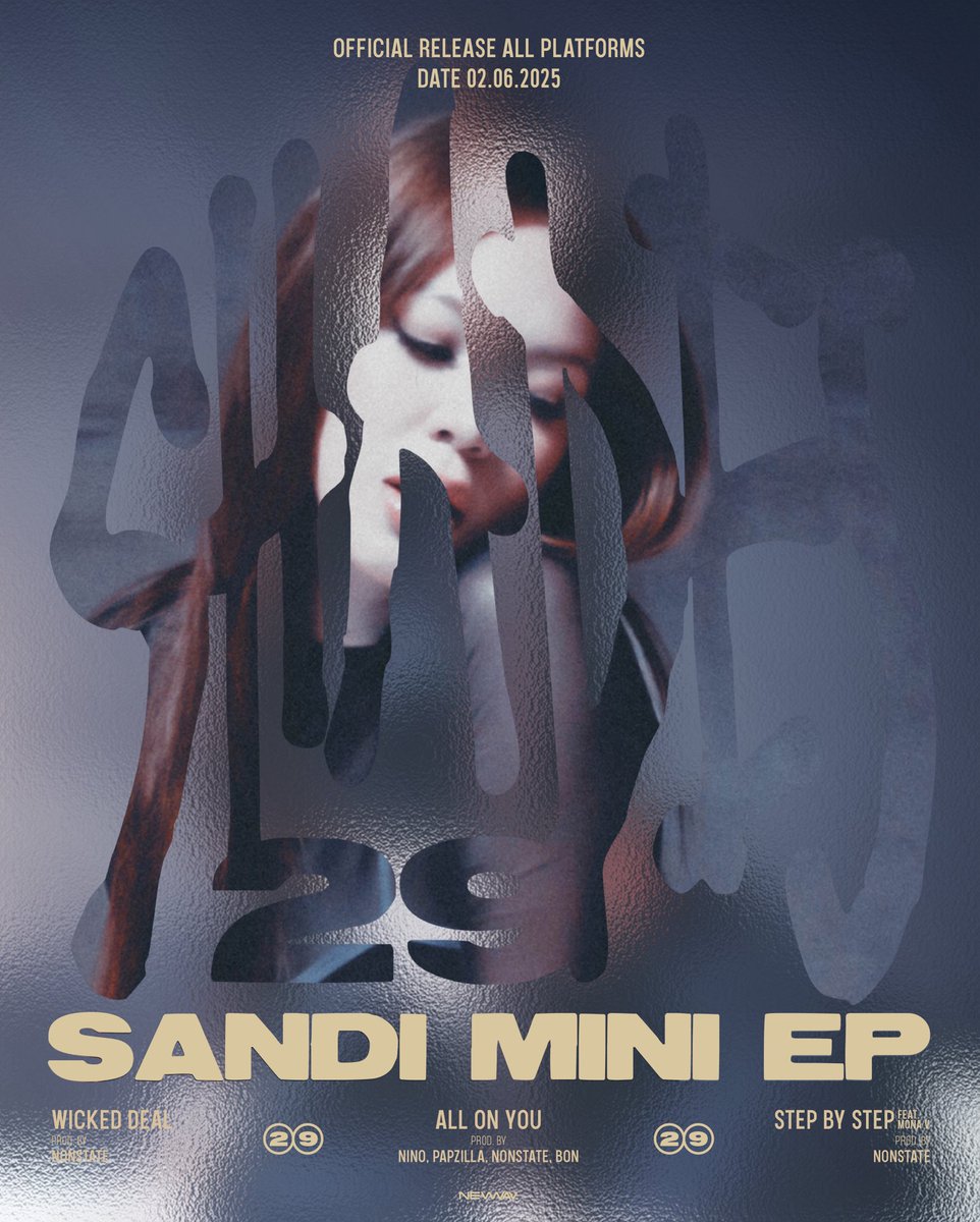 poster of 29 shades. ☽ જ⁀➴

stay tuned for baddie energy ♡
˙✧˖° 🫧 ⋆｡˚꩜

save and serving 
sandi 1st Mini EP ⌈29 shades⌋
𓇼🐚☾☼🦪
2.06.2025 

#EP29shades #sandi #MONAV 
#NEWWAVEntertainment #HYPETRAINGROUP