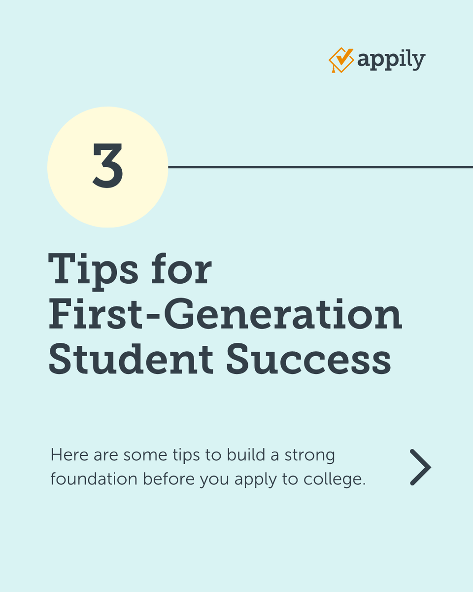 AppilyCom's tweet image. Starting college as a first-generation student can feel overwhelming, but here are a few tips to set you up for success. 💡

#FirstGenerationStudent #CollegeTips #StudentTips