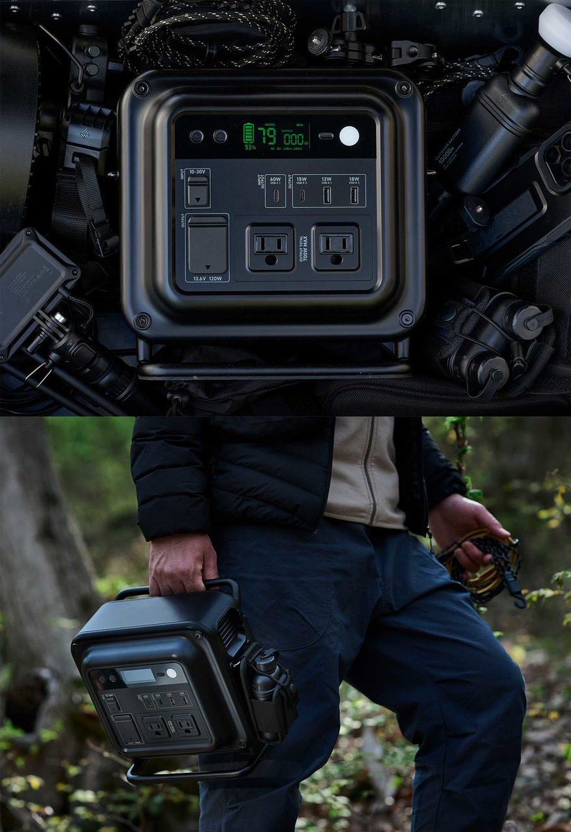 今夜22時に幕閉じ　)^o^(

makuake終了まであと1時間をお知らせします。
のこり4台か3台、、

とりあえずブラックのカッコいいヤツ貼っておきます。
#ポタ電
#キャンプ
#makuake