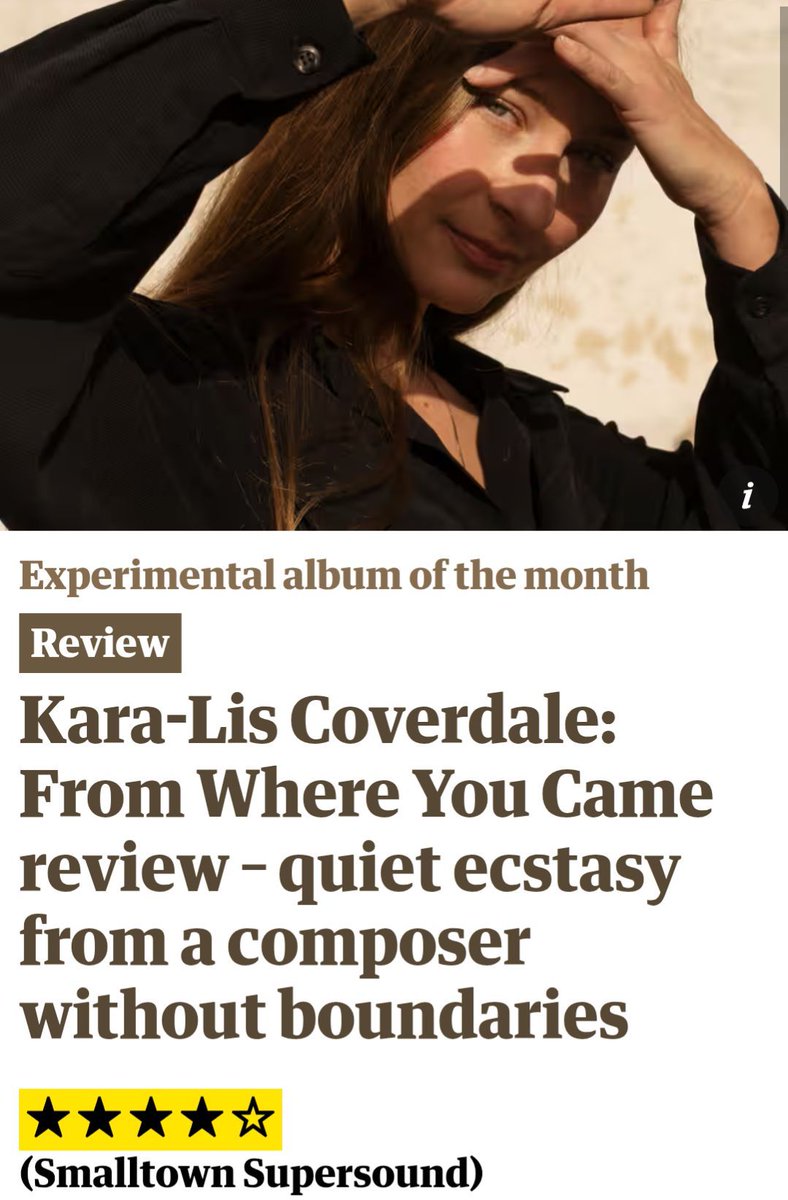 Institute of Contemporary Arts (@icalondon) on Twitter photo Just announced: Kara-Lis Coverdale <a href="/kliscoverdale/">Kara-Lis Coverdale</a> returns to London for her first show since 2019 ✨ Catch her live at the ICA on 1 Oct, performing work from her stunning new album From Where You Came.
“Quiet ecstasy” – The Guardian
🎟️ Book now: rb.gy/pxy3vv Just announced: Kara-Lis Coverdale <a href="/kliscoverdale/">Kara-Lis Coverdale</a> returns to London for her first show since 2019 ✨ Catch her live at the ICA on 1 Oct, performing work from her stunning new album From Where You Came.
“Quiet ecstasy” – The Guardian
🎟️ Book now: rb.gy/pxy3vv