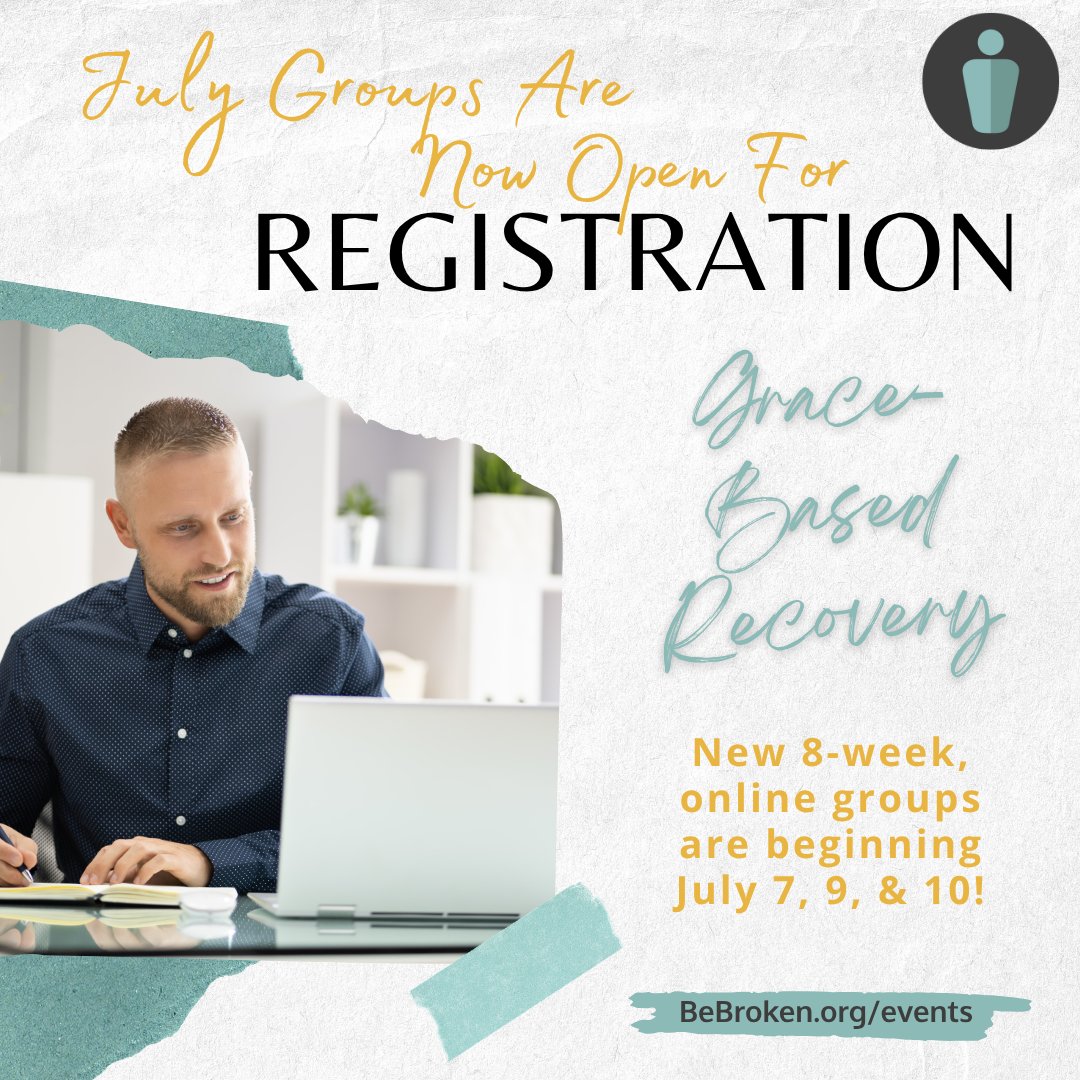 bebroken's tweet photo. Grace-Based Recovery Groups for MEN are now OPEN for REGISTRATION!

Three new 8-week, online groups begin on July 7, 9, &amp; 10.

To learn more about or to register for this grace-based recovery journey, visit https://t.co/WSmQMpukpY or https://t.co/LkkrejTgp6

#MensRecoveryGroup https://t.co/wCQUbck4dx